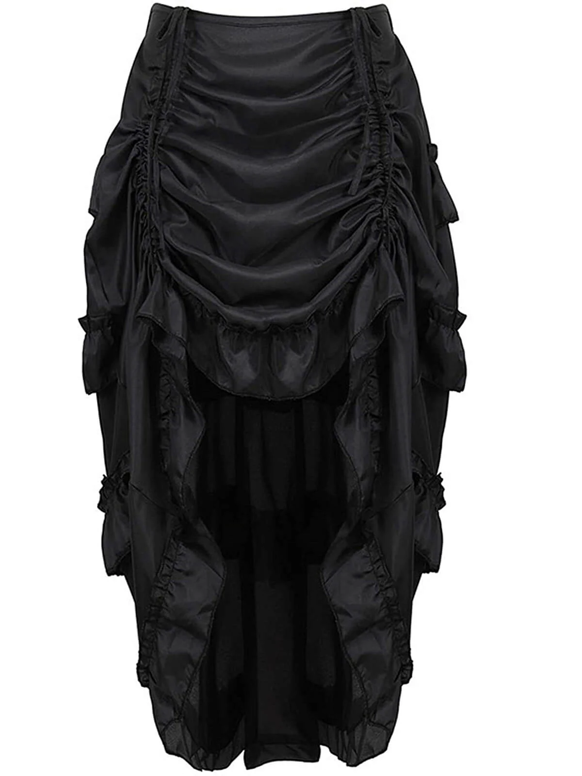 1970s Gothic Steampunk Wrinkle High Low Hem Skirt - Image 3