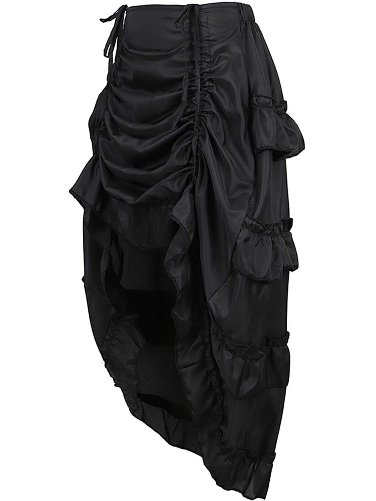 1970s Gothic Steampunk Wrinkle High Low Hem Skirt - Image 4