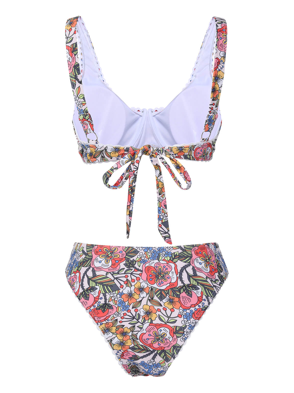 1970s Hippie Floral Wide Strap Swimsuit - Image 3