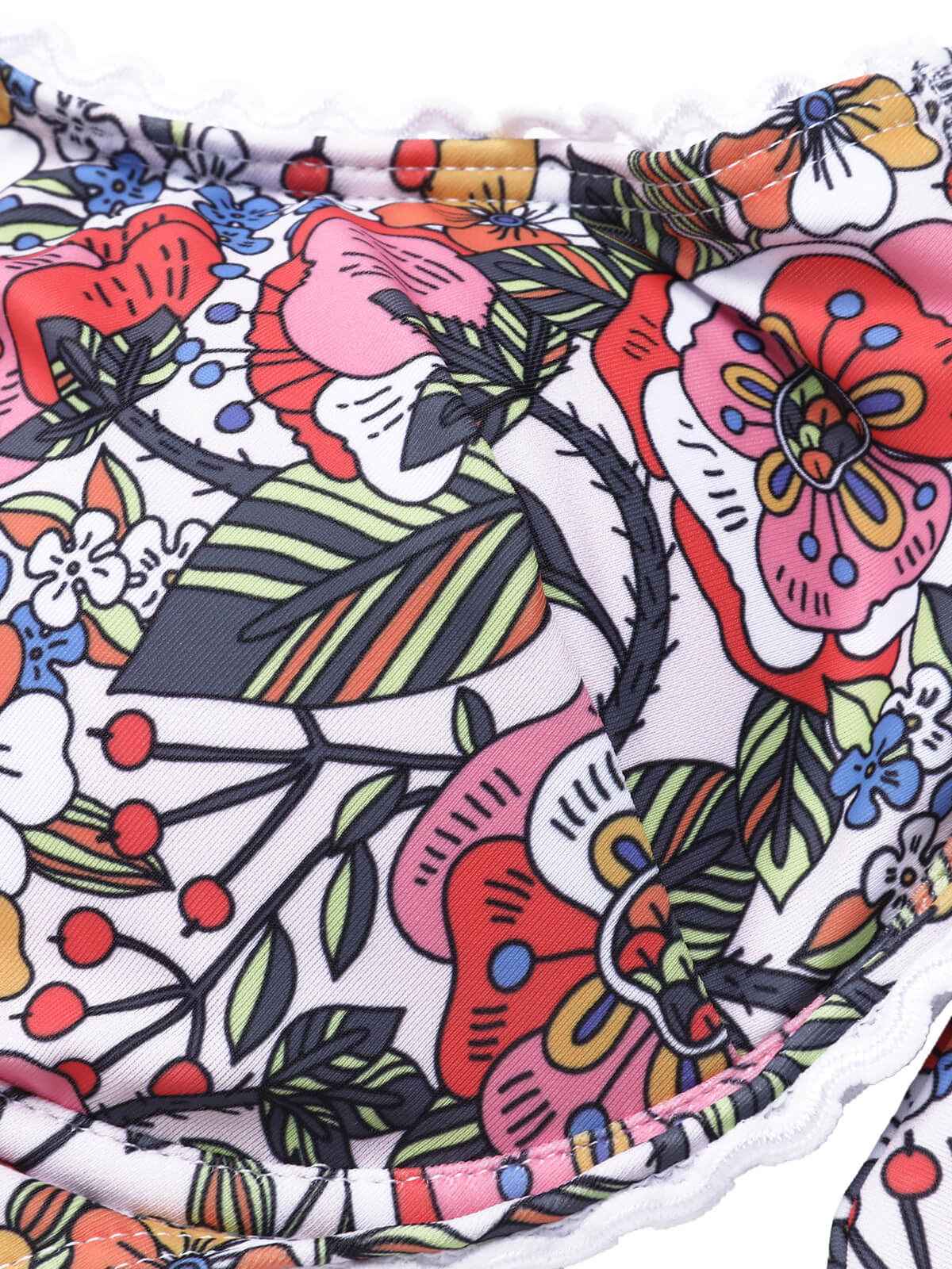 1970s Hippie Floral Wide Strap Swimsuit - Image 4