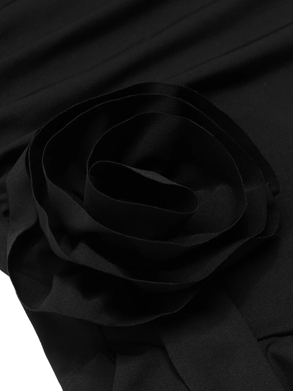 1970s Solid 3D Rose Ruffle High Low Hem Dress - Image 10