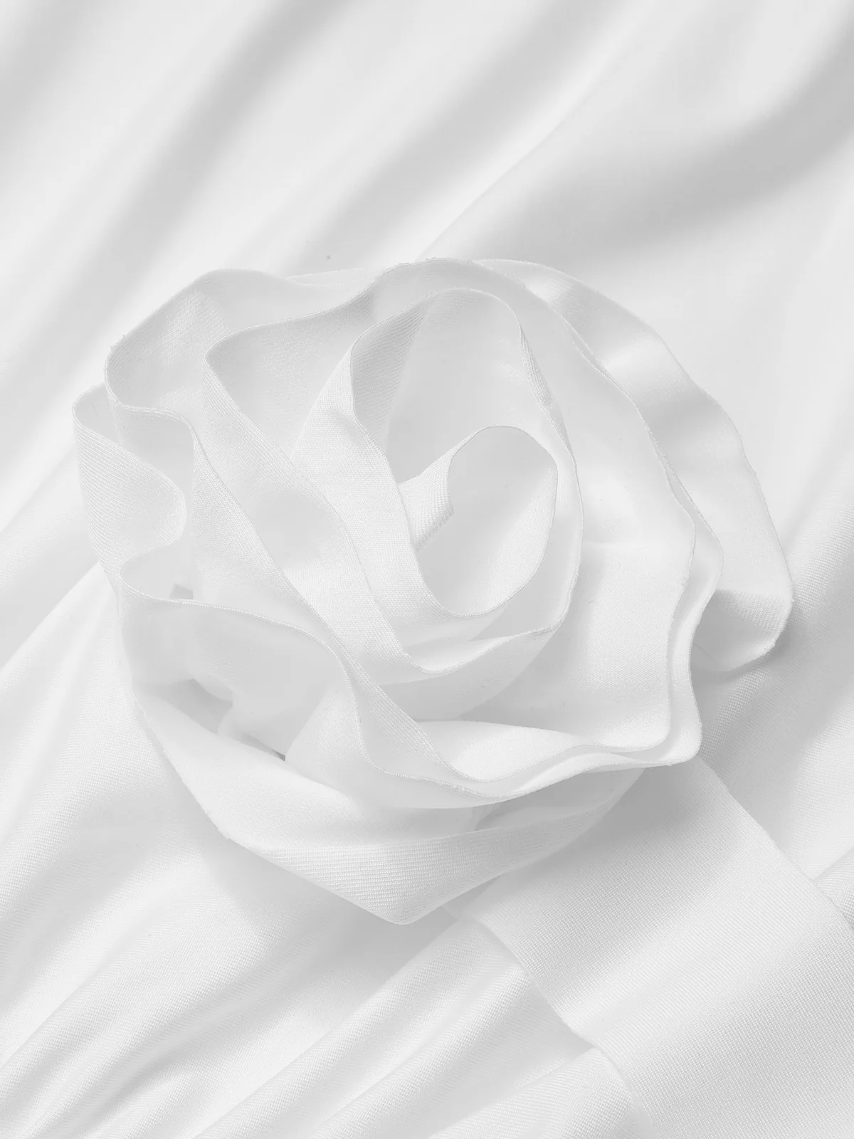 1970s Solid 3D Rose Ruffle High Low Hem Dress - Image 8