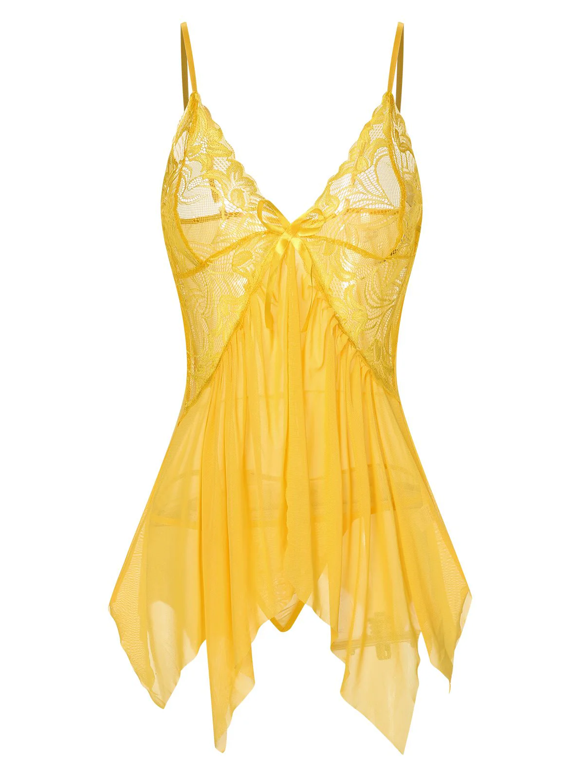 1970s Spaghetti Strap Lace Sheer Sleepwear - Image 7