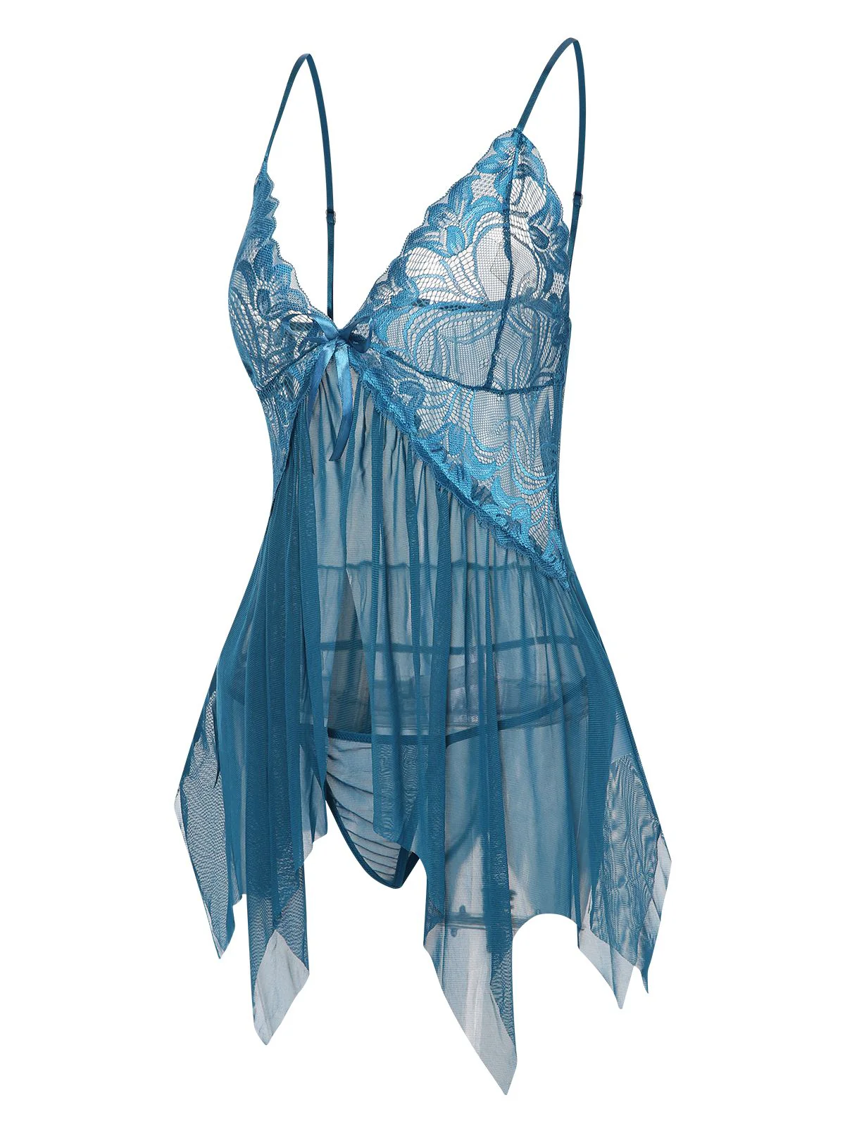 1970s Spaghetti Strap Lace Sheer Sleepwear - Image 21