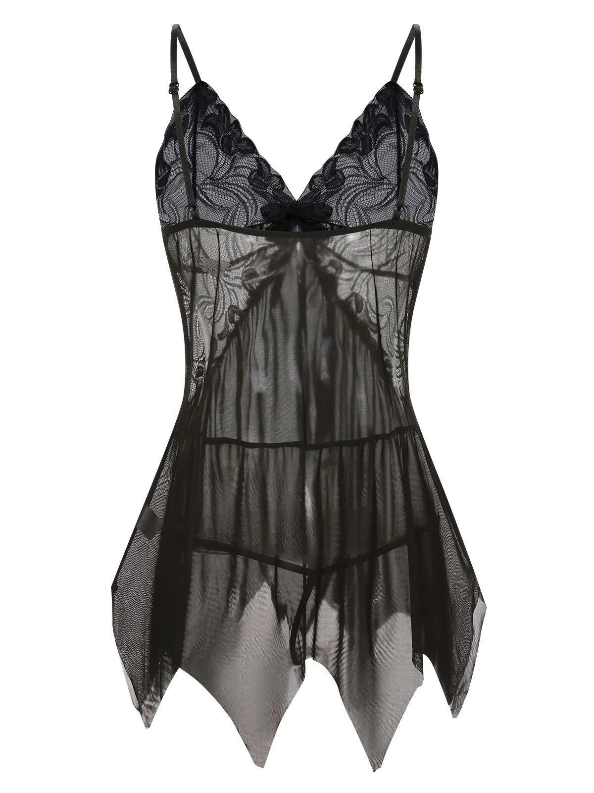 1970s Spaghetti Strap Lace Sheer Sleepwear - Image 3