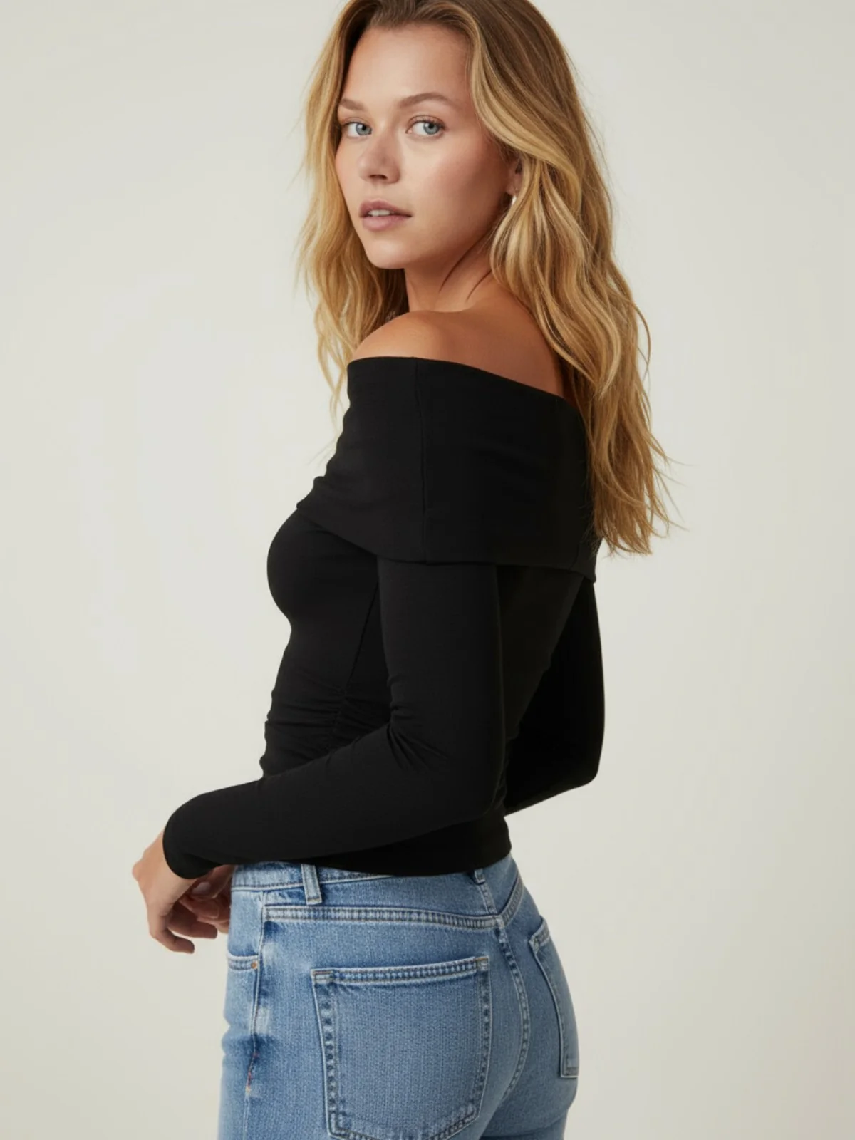 1980s Wrinkle One-Shoulder Long Sleeve Top - Image 5