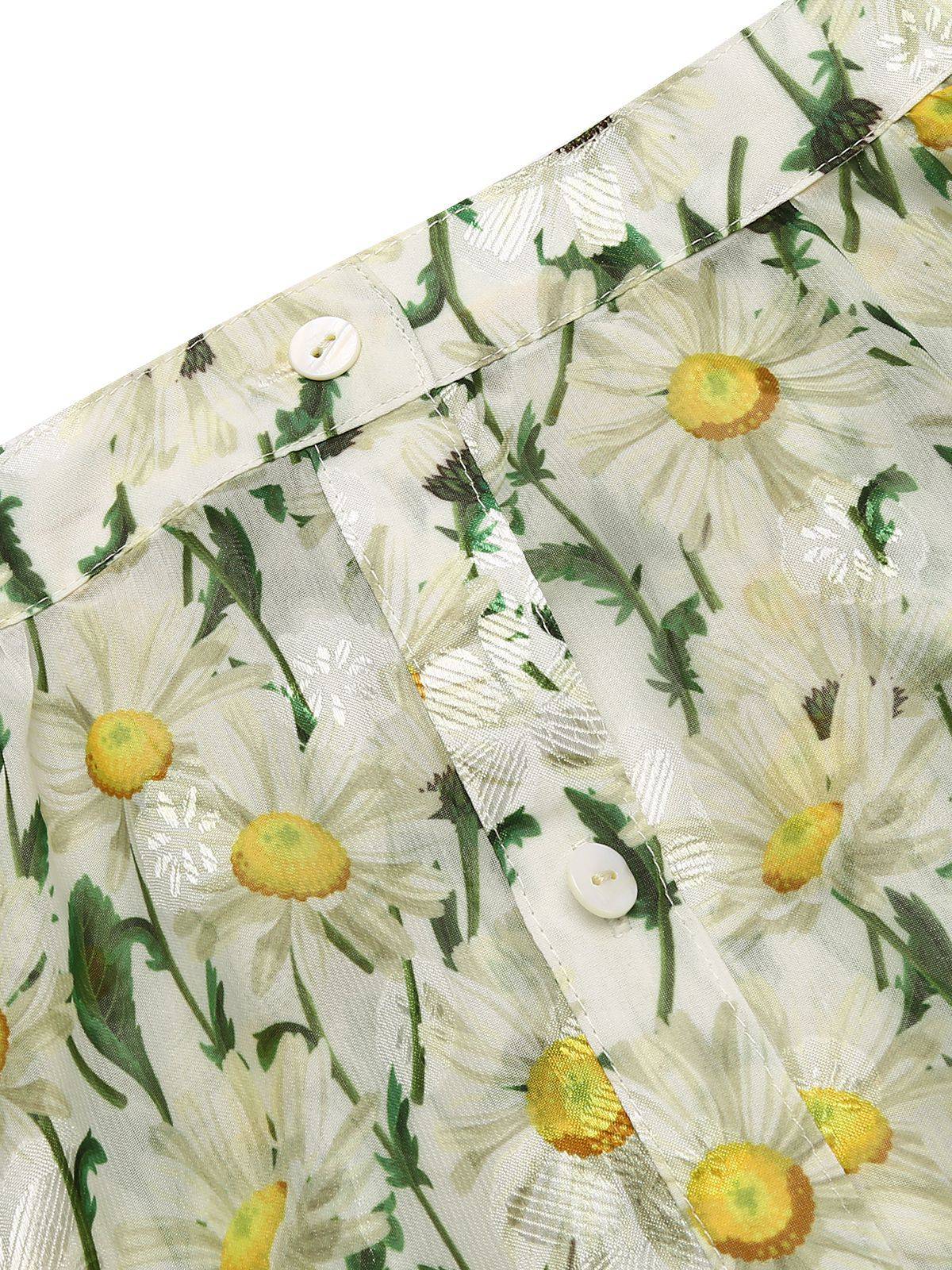 Yellow 1950s Romper & White Floral Skirt - Image 9