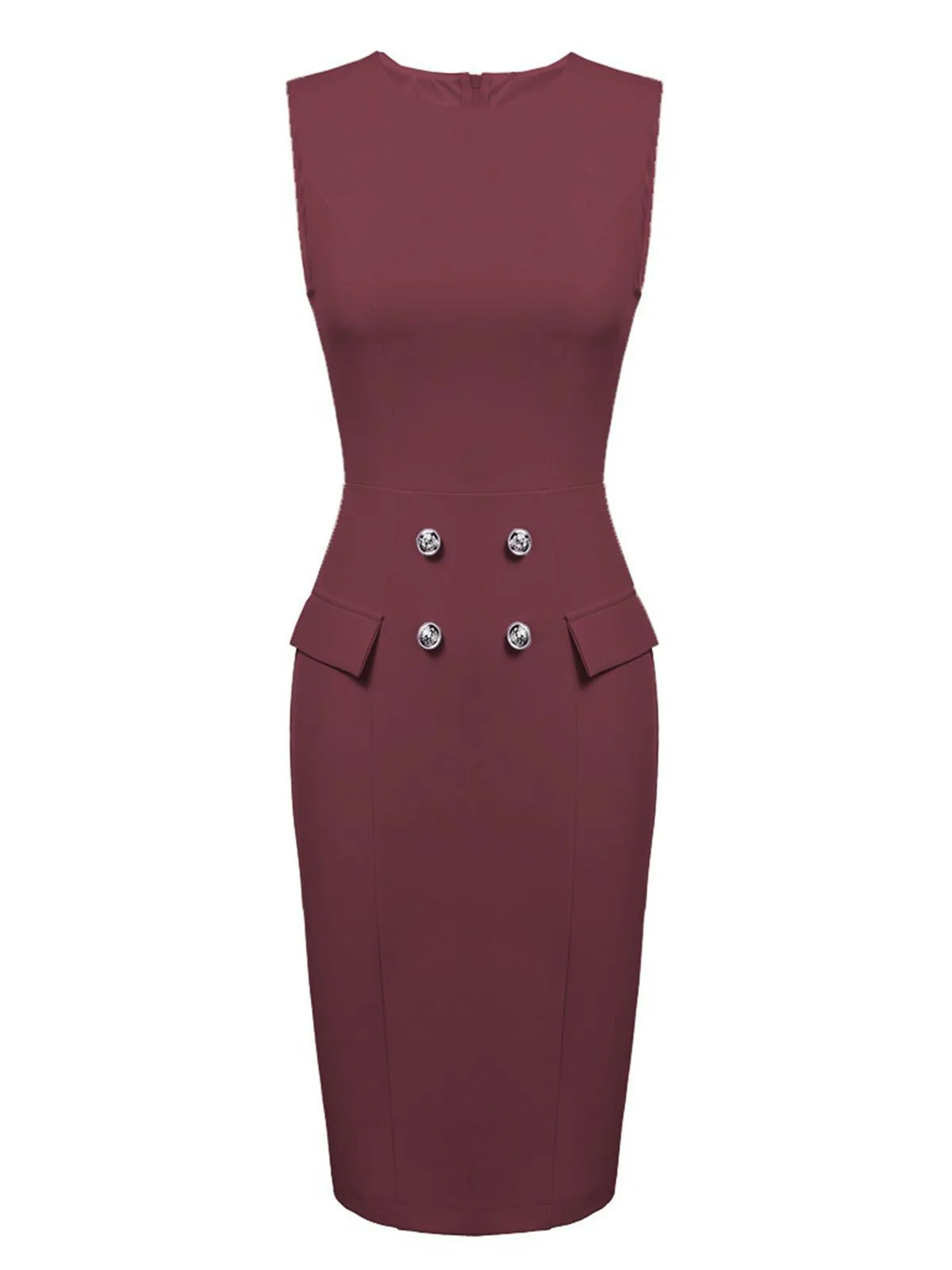 2PCS 1960s Button Work Pencil Dress - Image 5