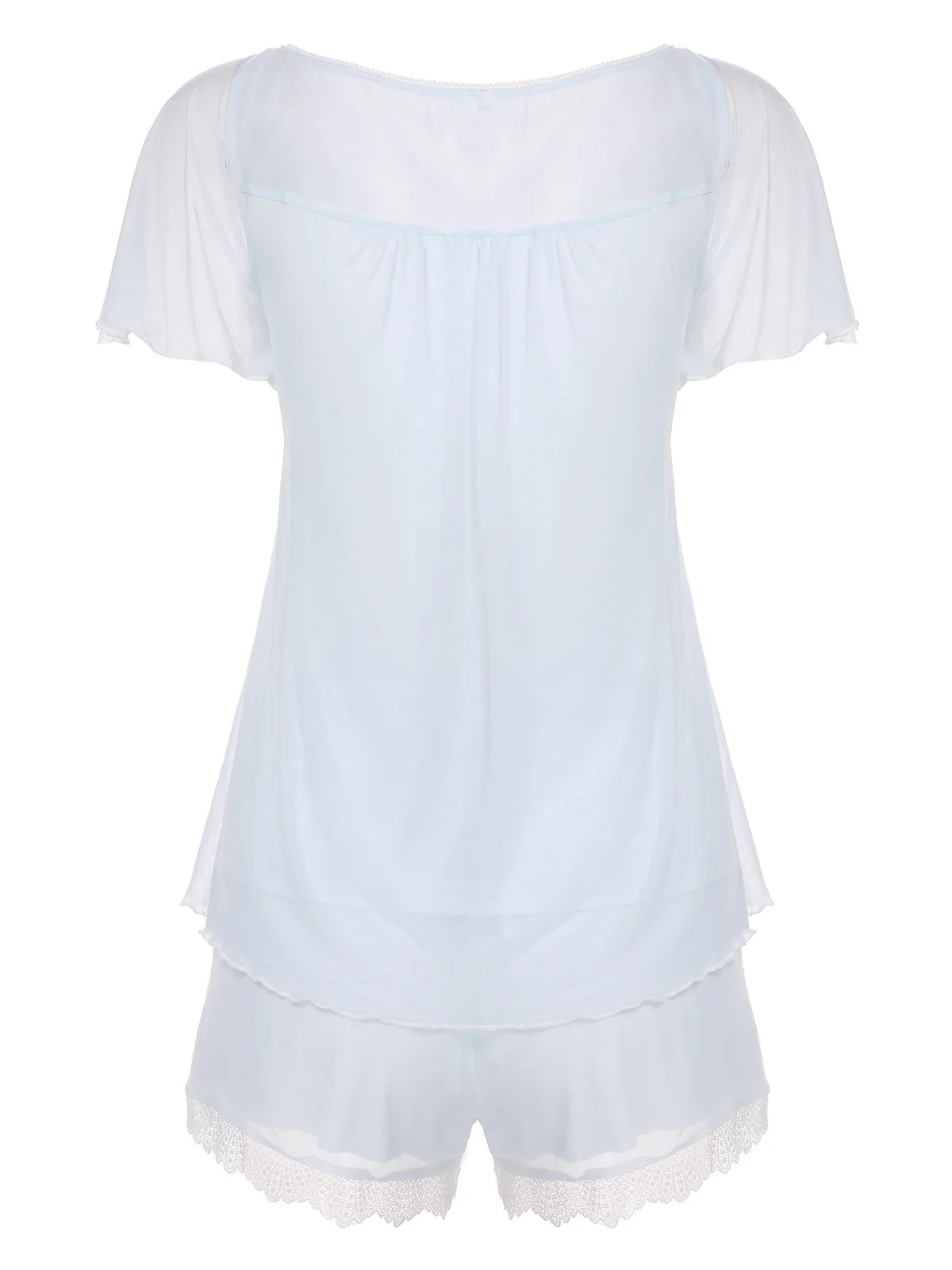 2PCS Light Blue 1940s Knot Lace Sleepwear - Image 3