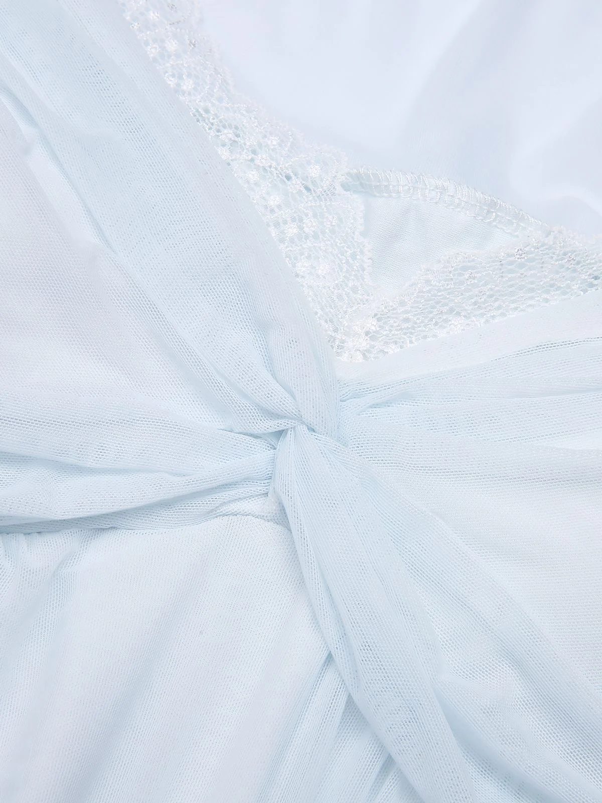 2PCS Light Blue 1940s Knot Lace Sleepwear - Image 5