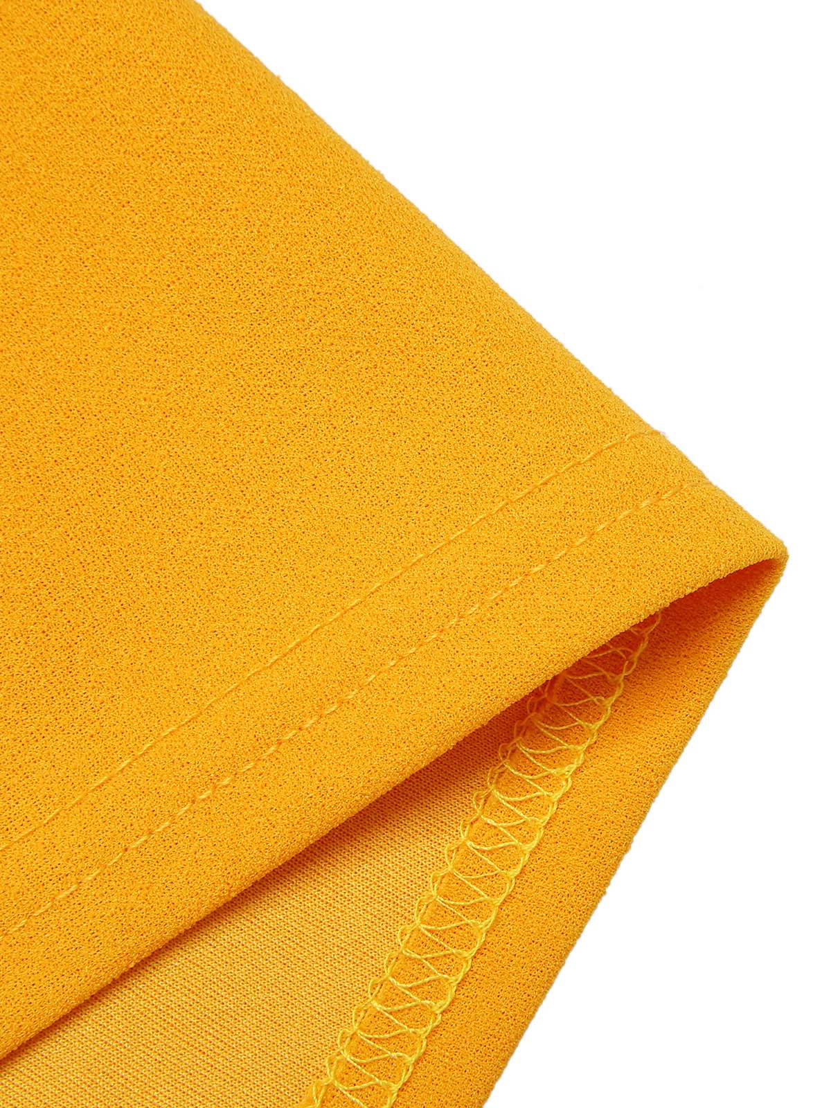 2PCS Yellow 1970s Tie Bow Colorblock Blouse & Bottons Pants - Image 4