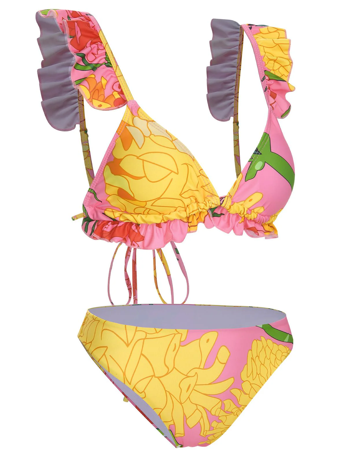 3PCS 1970s Pink Floral Swimsuit Set - Image 7