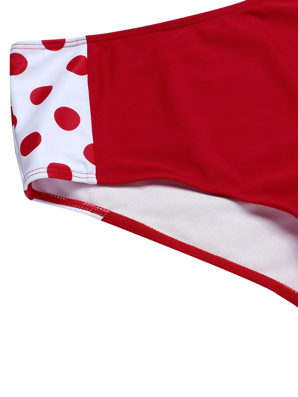 Red 1950s Polka Dot Pleated Swimsuit - Image 10