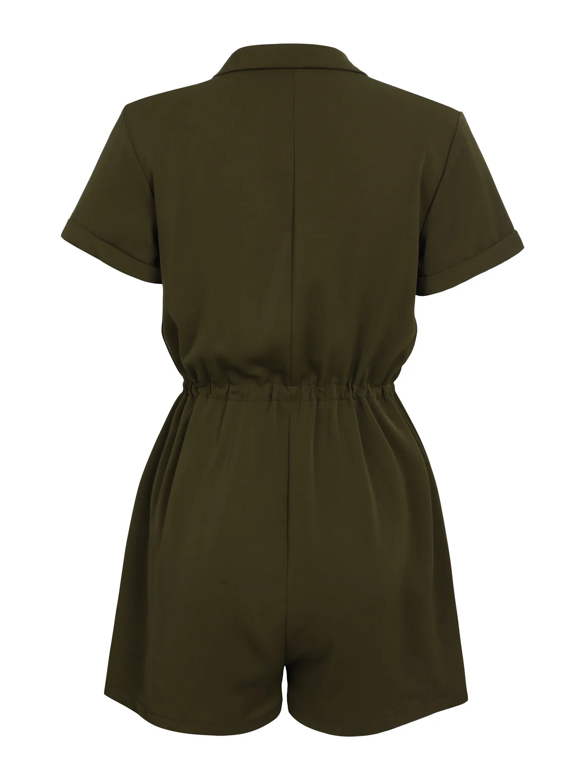 Army Green 1950s Solid Lace-up Romper - Image 3