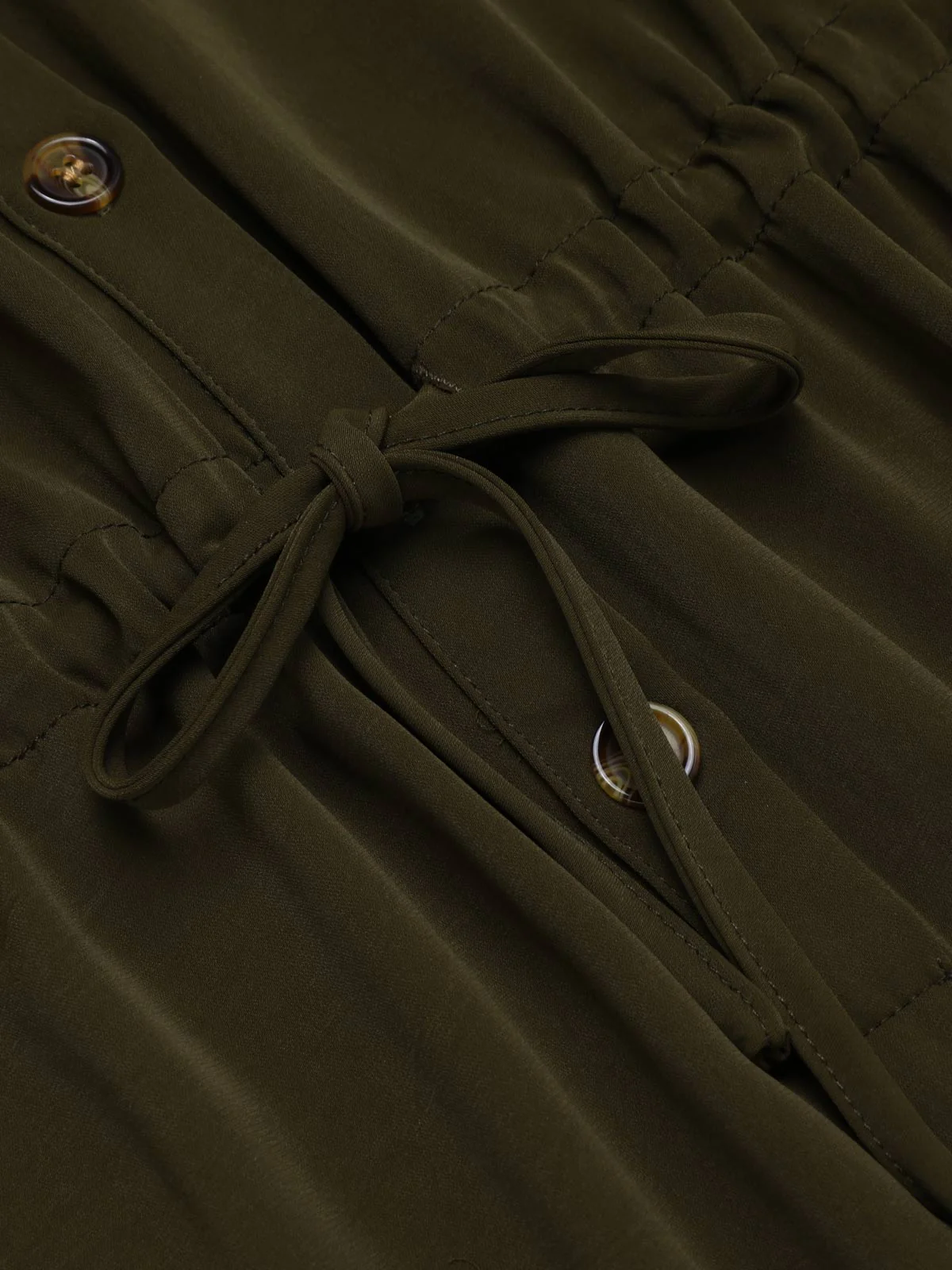 Army Green 1950s Solid Lace-up Romper - Image 6