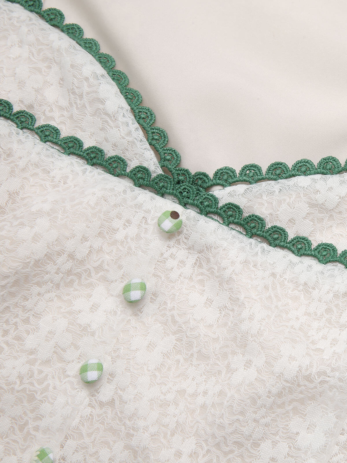 1950s Beige Lace Puff Sleeve Button Blouse - Image 7