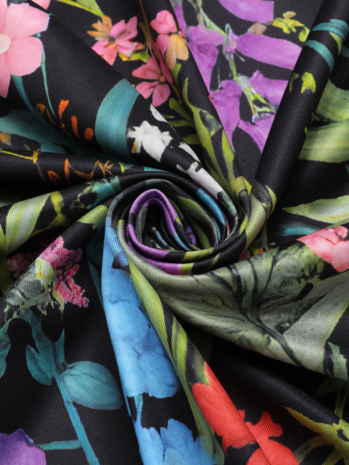 Light Blue 1940s Floral Shirt Neck Belt Dress - Image 5