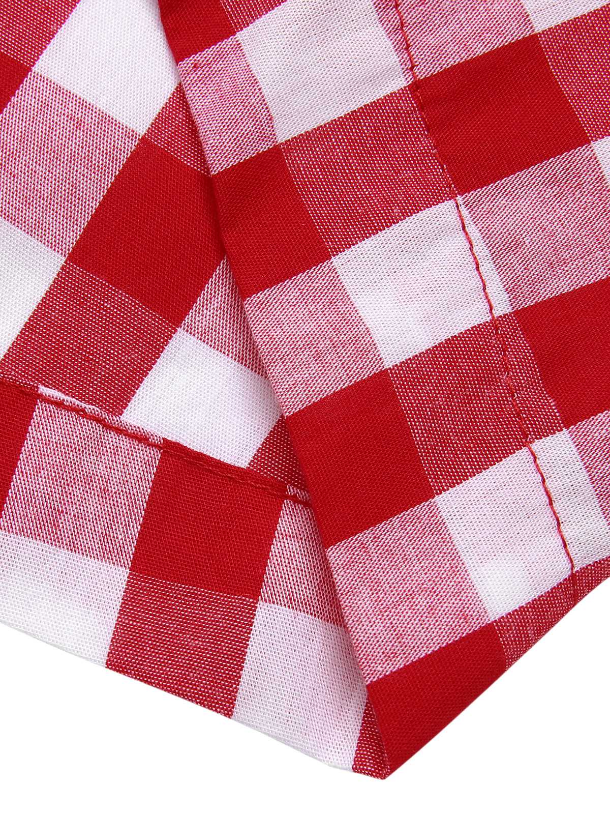Red 1940s Lapel Plaids Belted Romper - Image 7