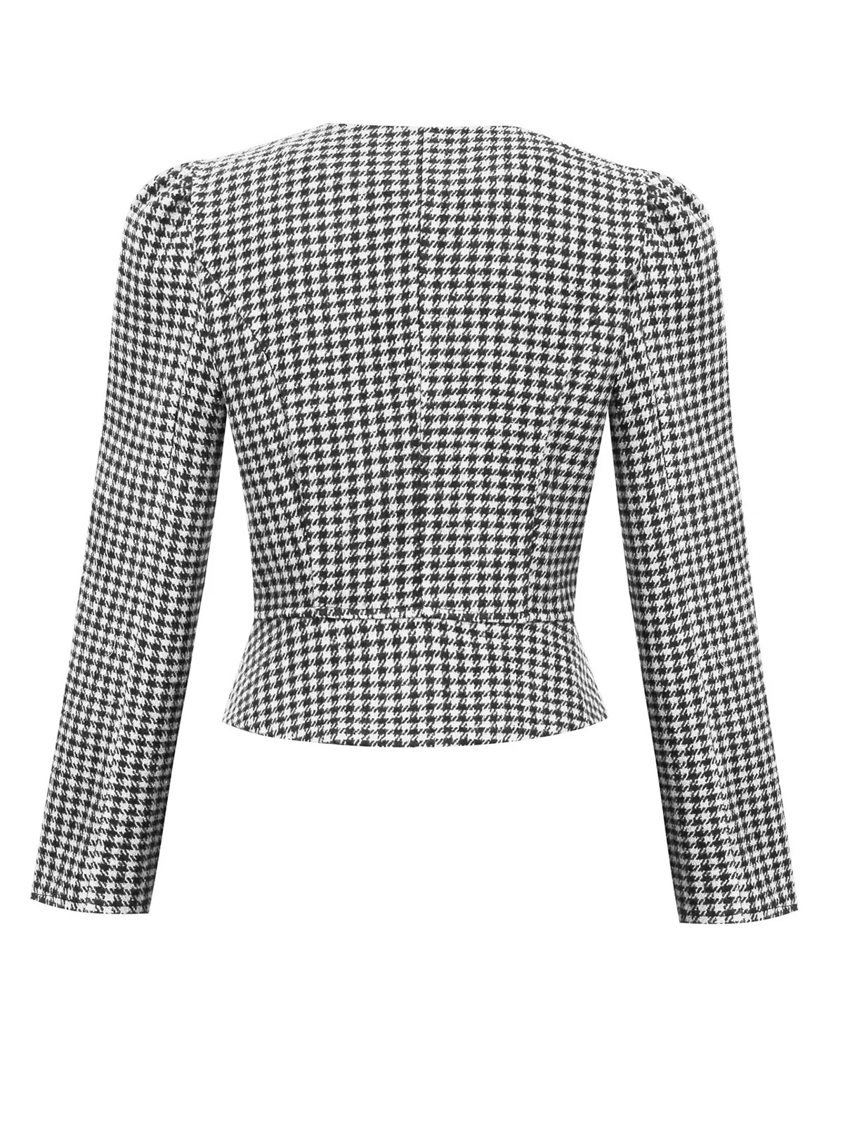 Black 1940s Retro Plaid Button Fitted Blazer - Image 3