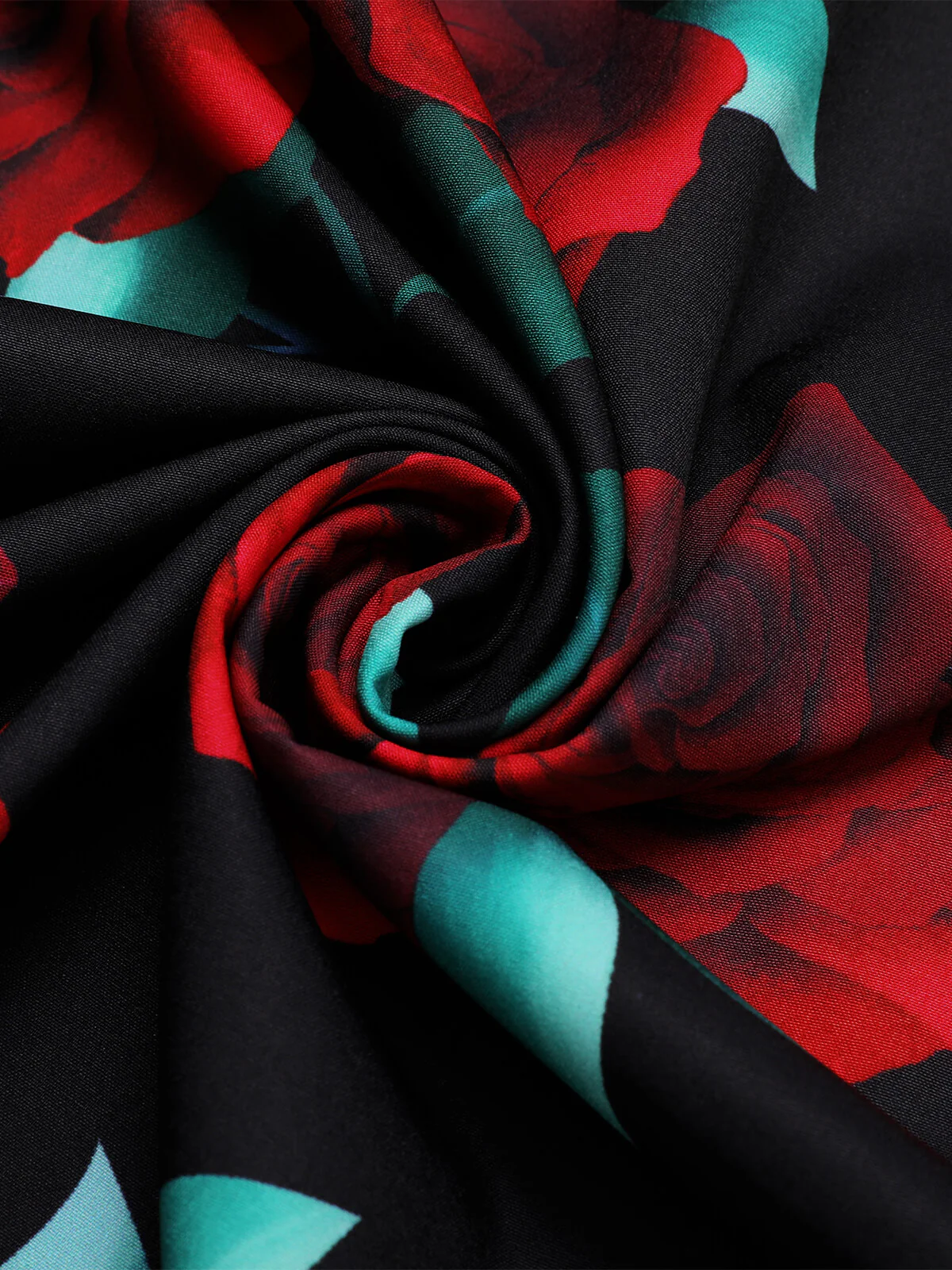 Black 1940s Rose Lantern Sleeve Lace-Up Dress - Image 7