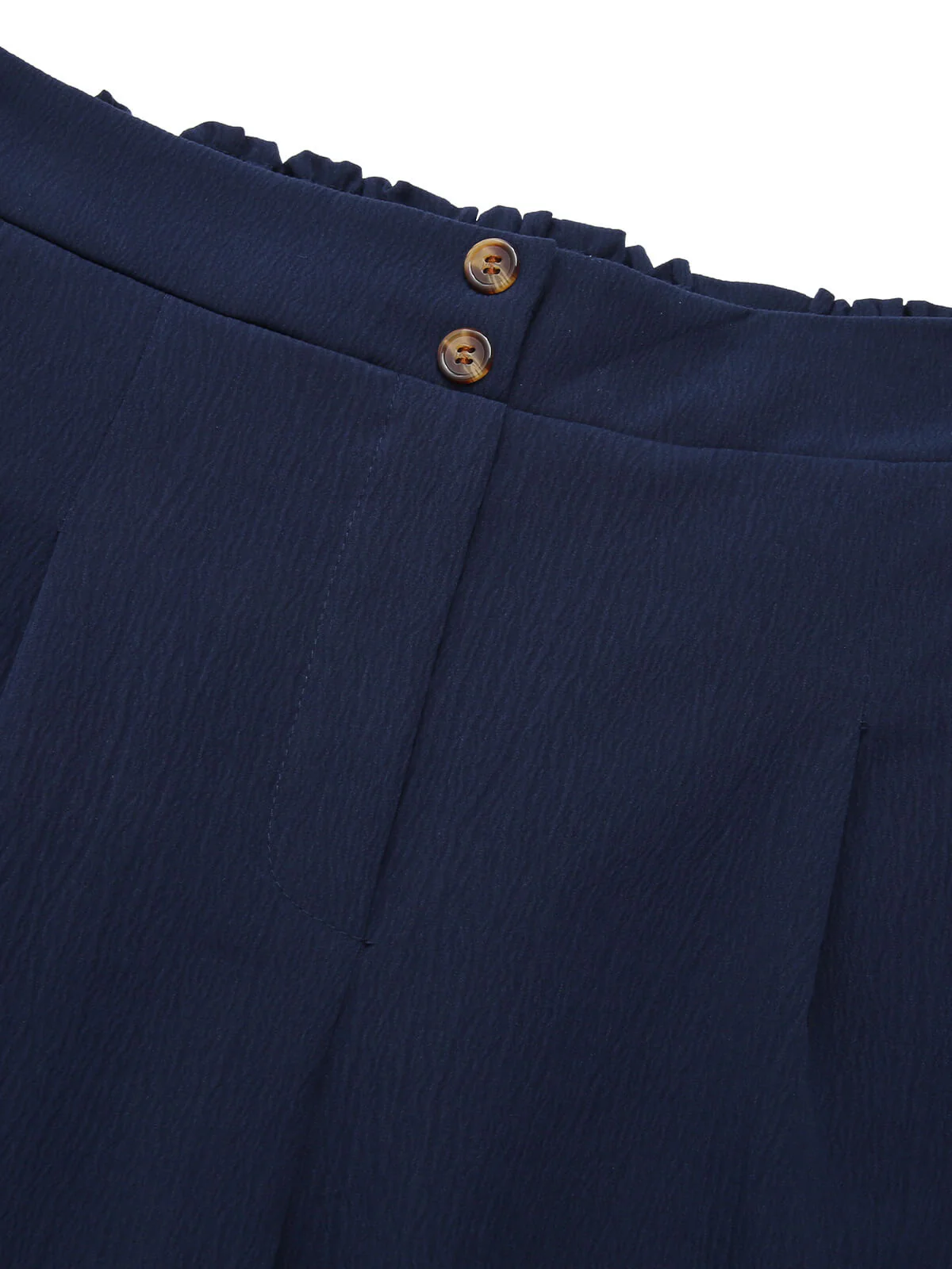 Dark Blue 1940s Solid Pleated Shorts - Image 4
