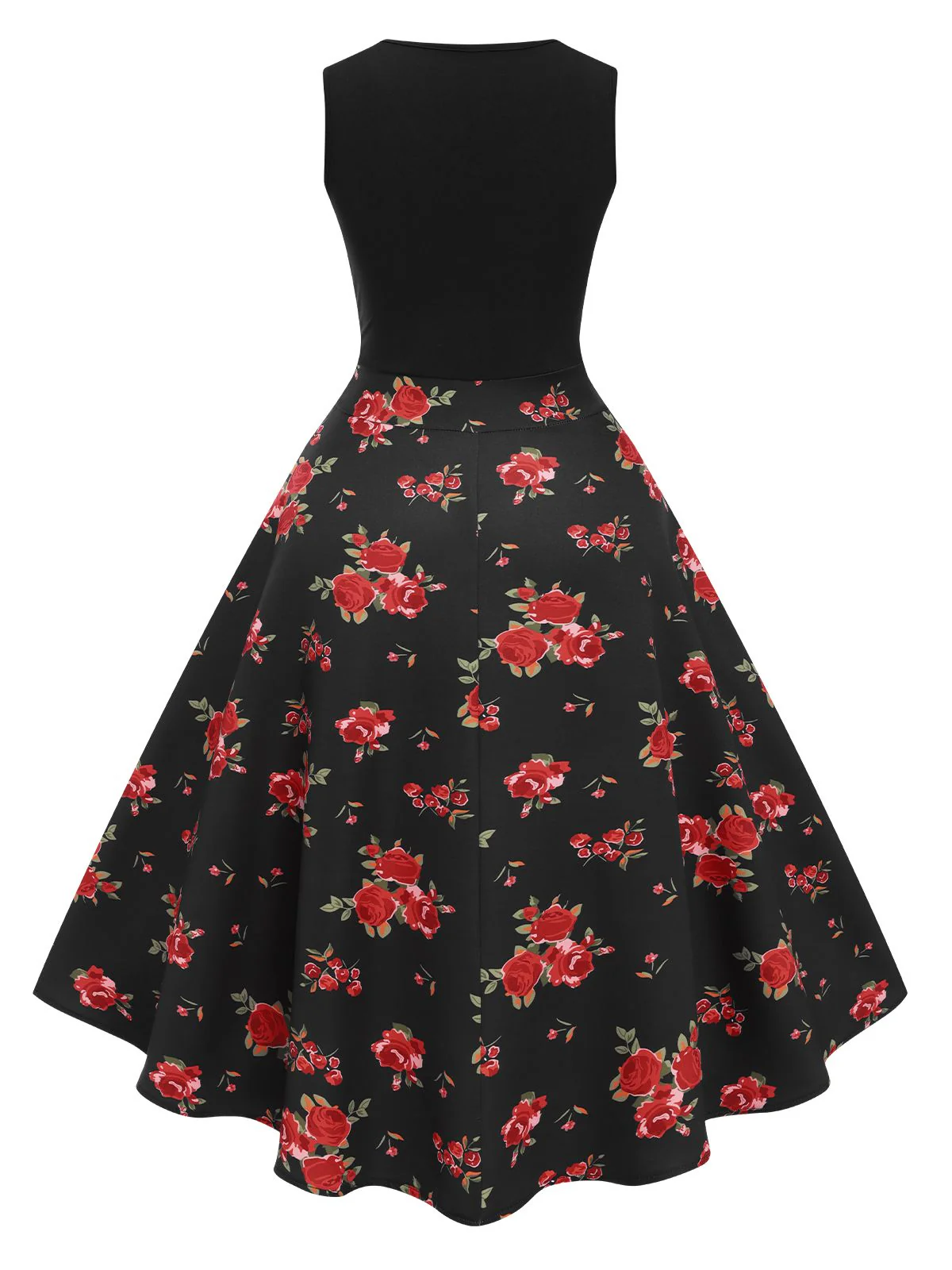 Black 1950s Floral Swing Dress - Image 7