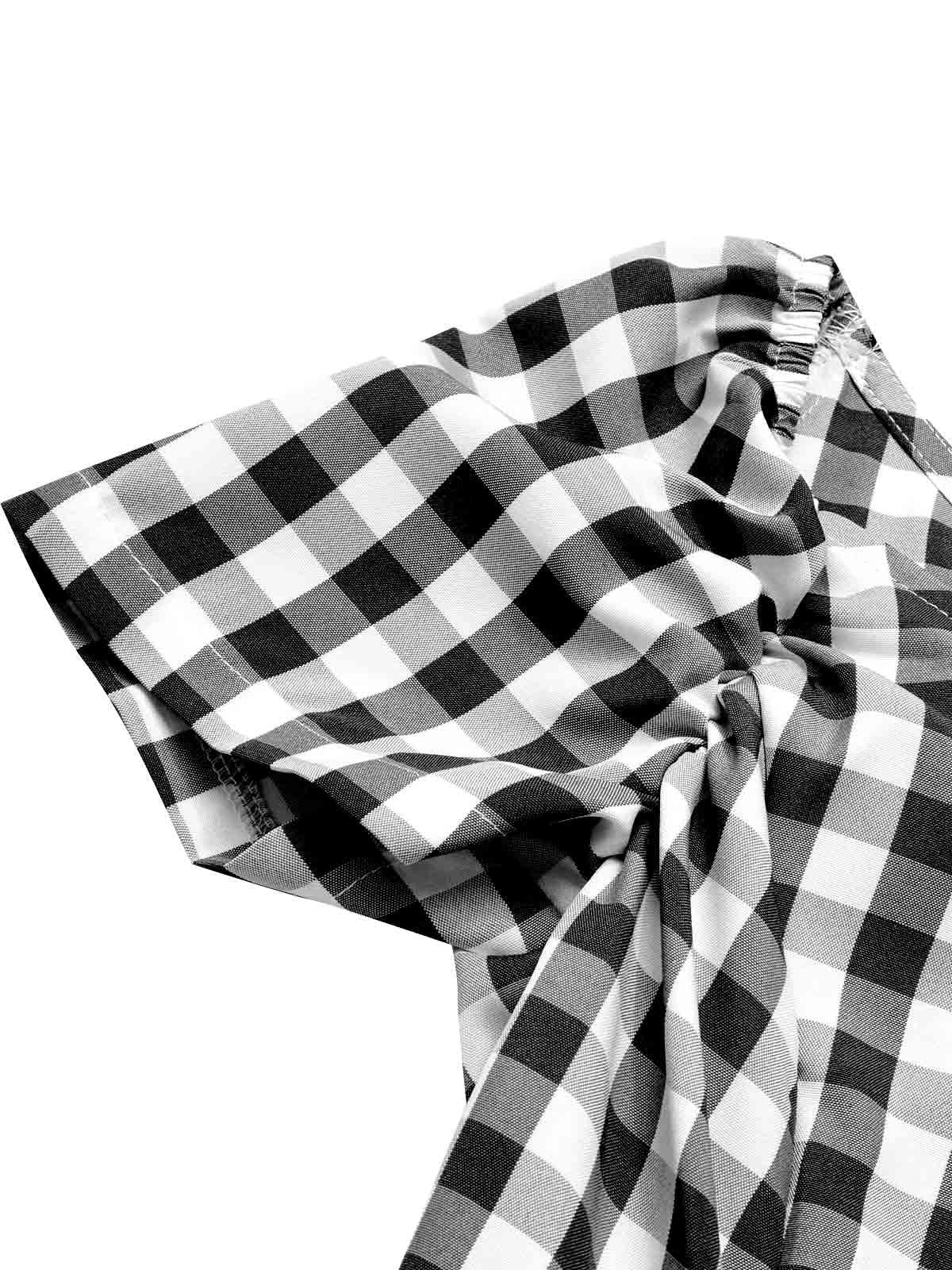 Black 1950s Plaid Swing Dress - Image 5