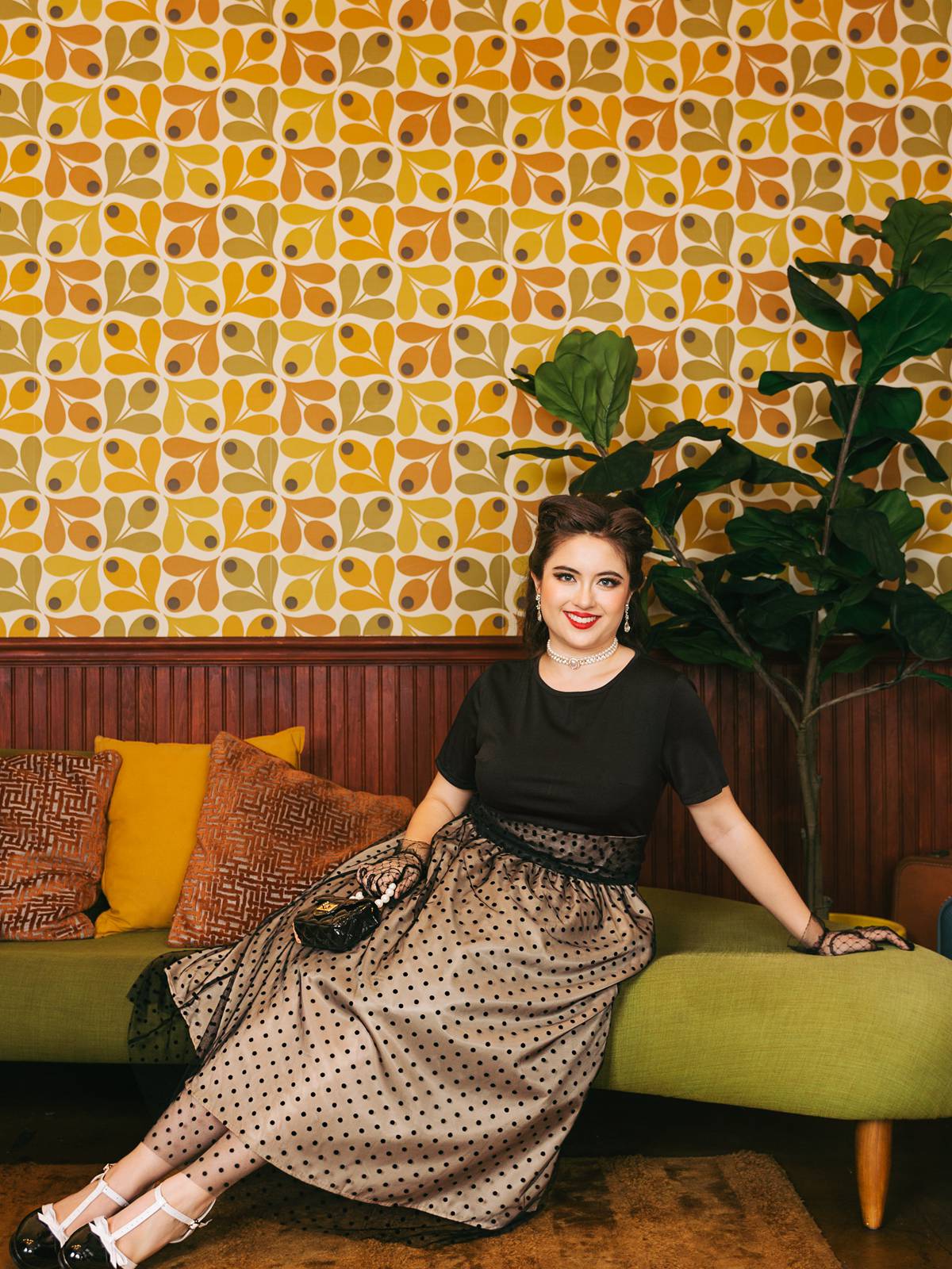 Black 1950s Polka Dot Swing Dress - Image 4