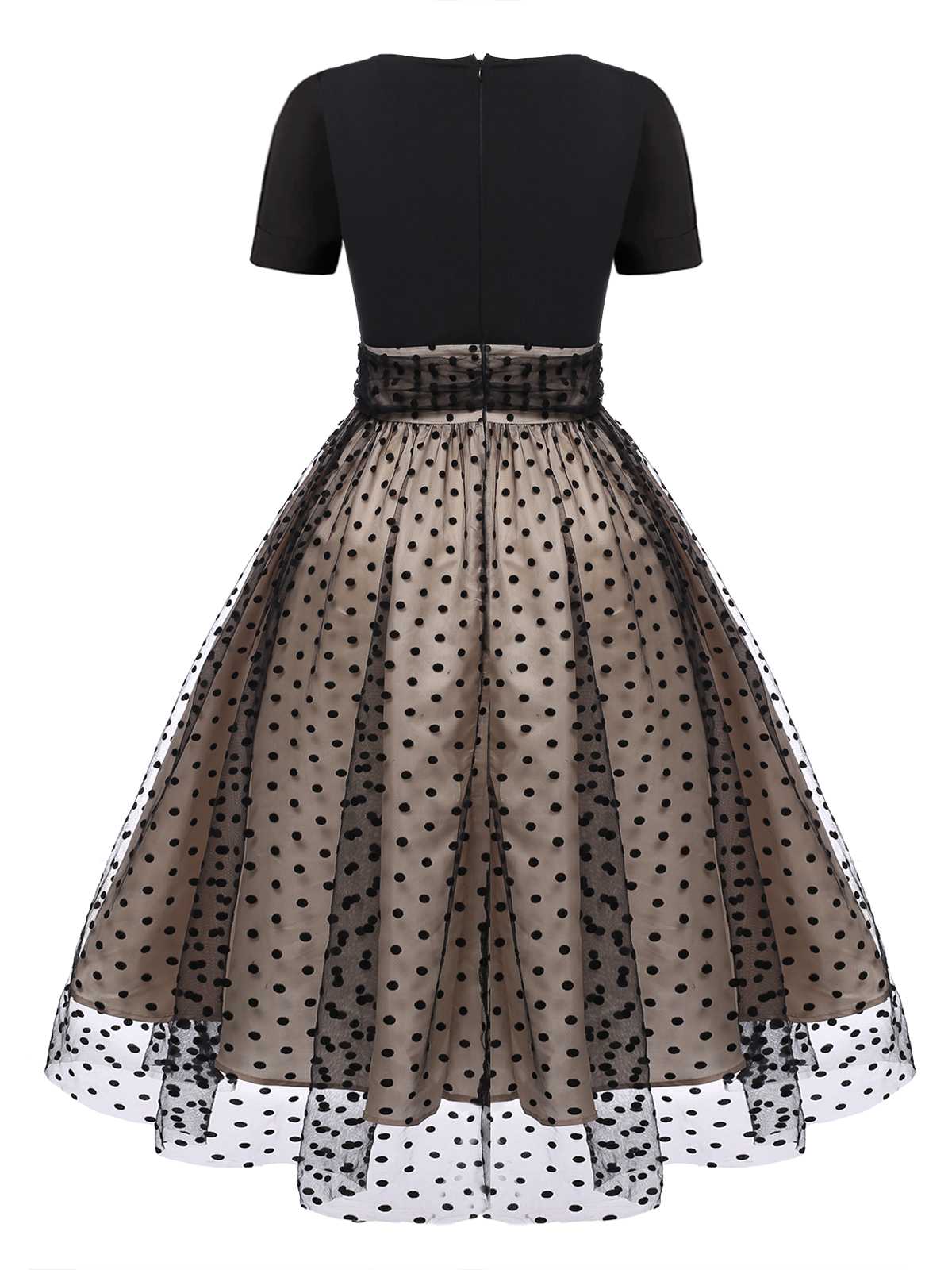 Black 1950s Polka Dot Swing Dress - Image 8