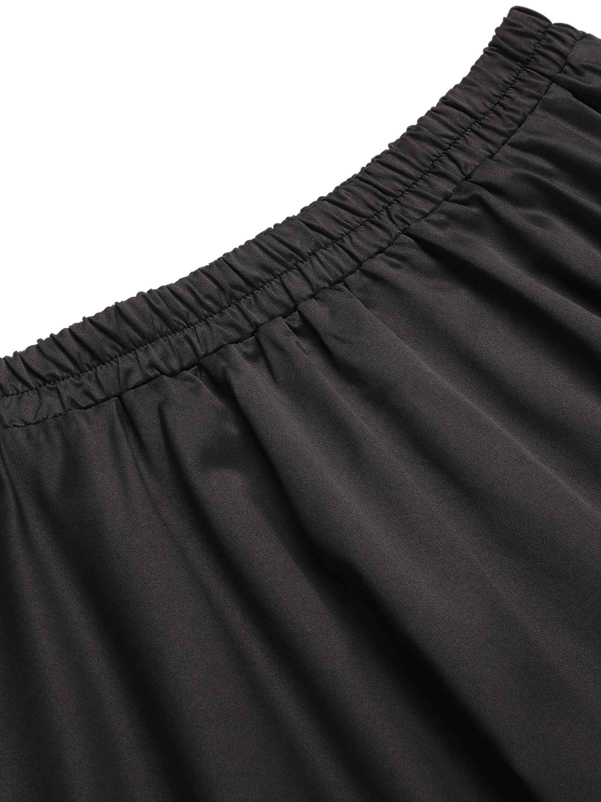 Black 1950s Solid Elastic Waist Pleated Skirt - Image 5