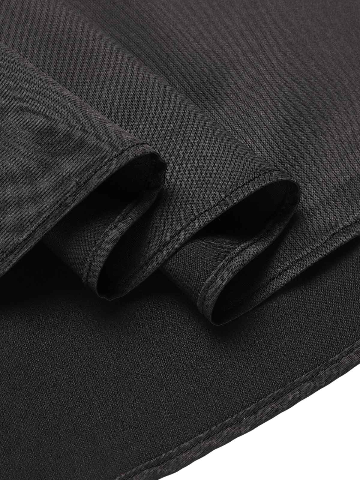 Black 1950s Solid Elastic Waist Pleated Skirt - Image 7