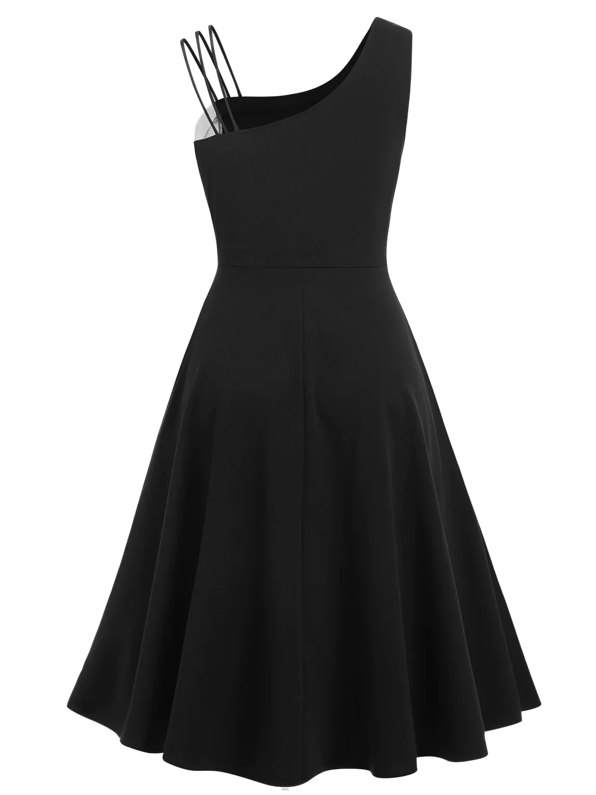 Black 1950s Solid Spaghetti Dress - Image 5