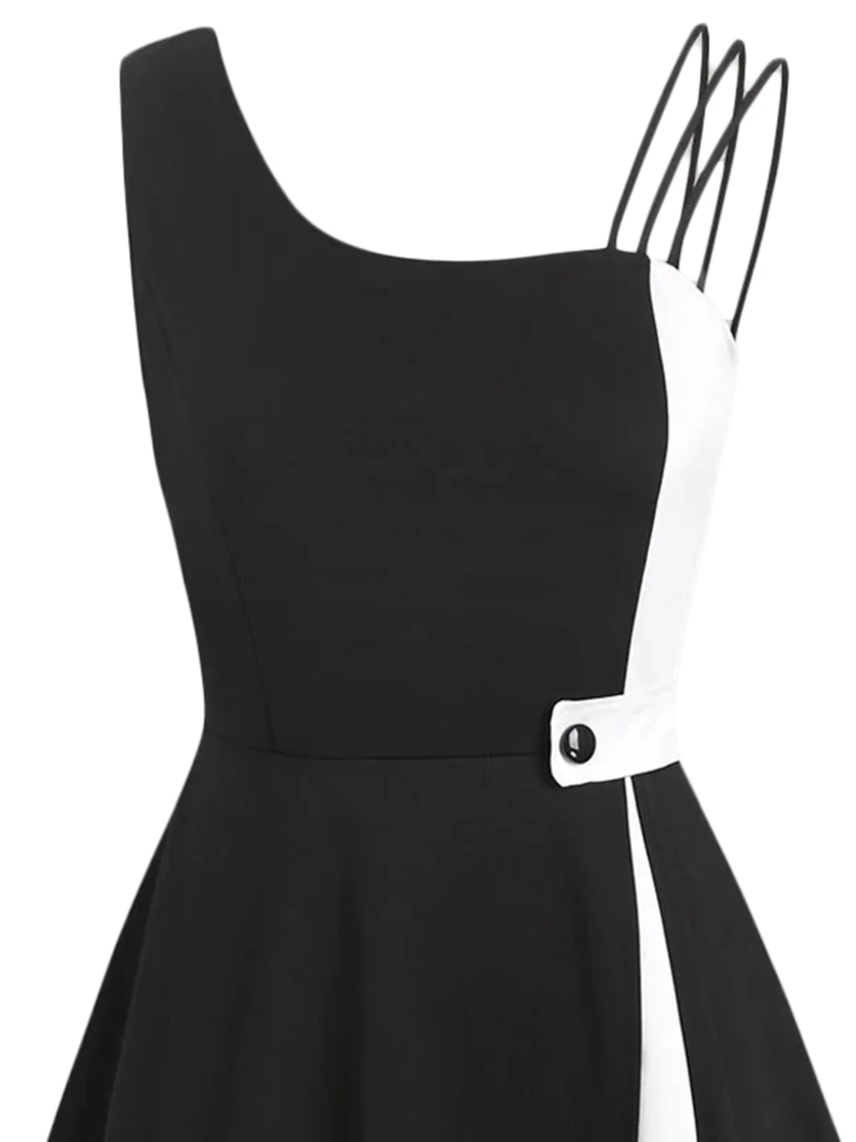 Black 1950s Solid Spaghetti Dress - Image 6