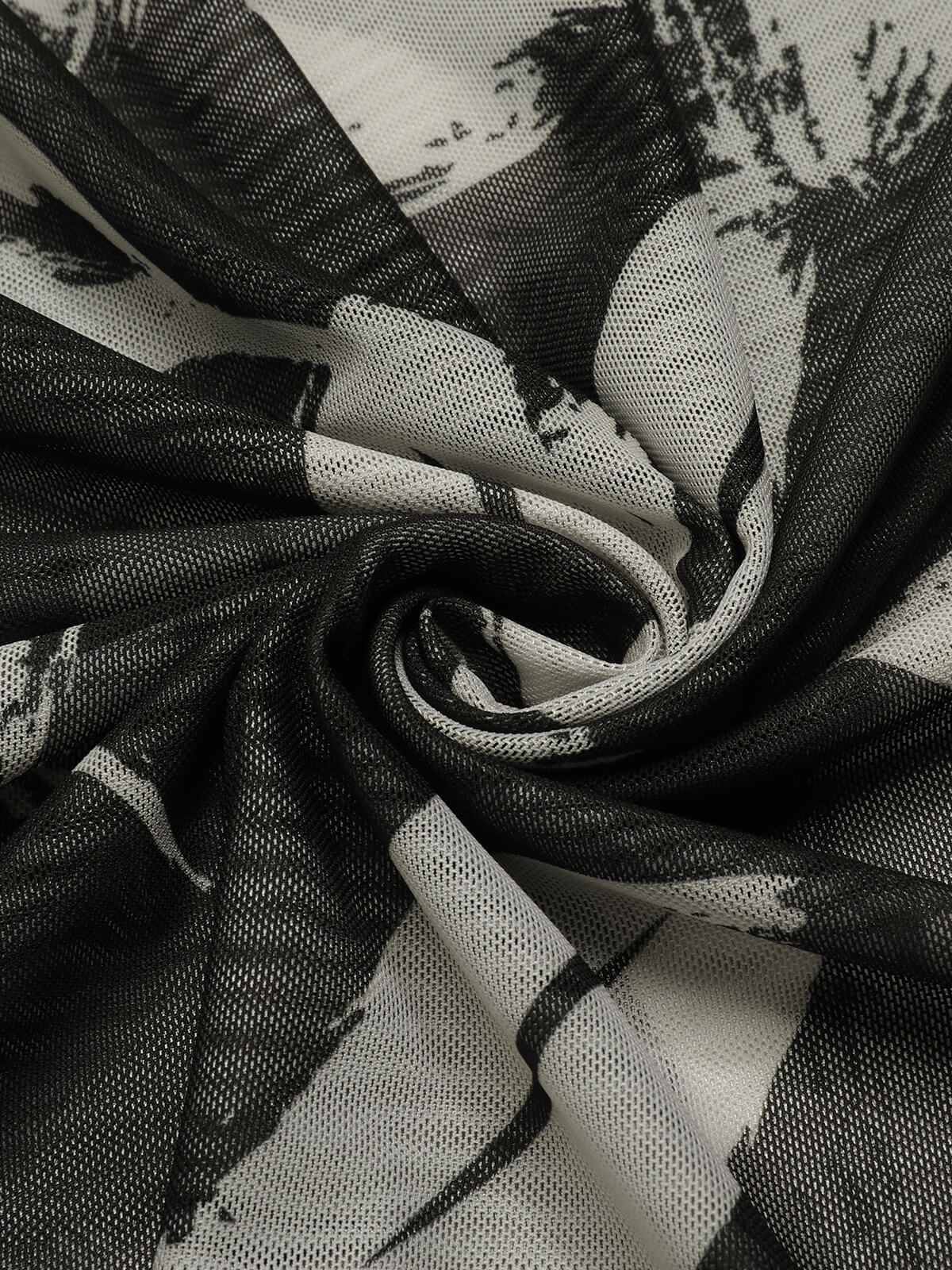 Black 1970s Leaves Strap Bikini & Long Cover-Up - Image 8