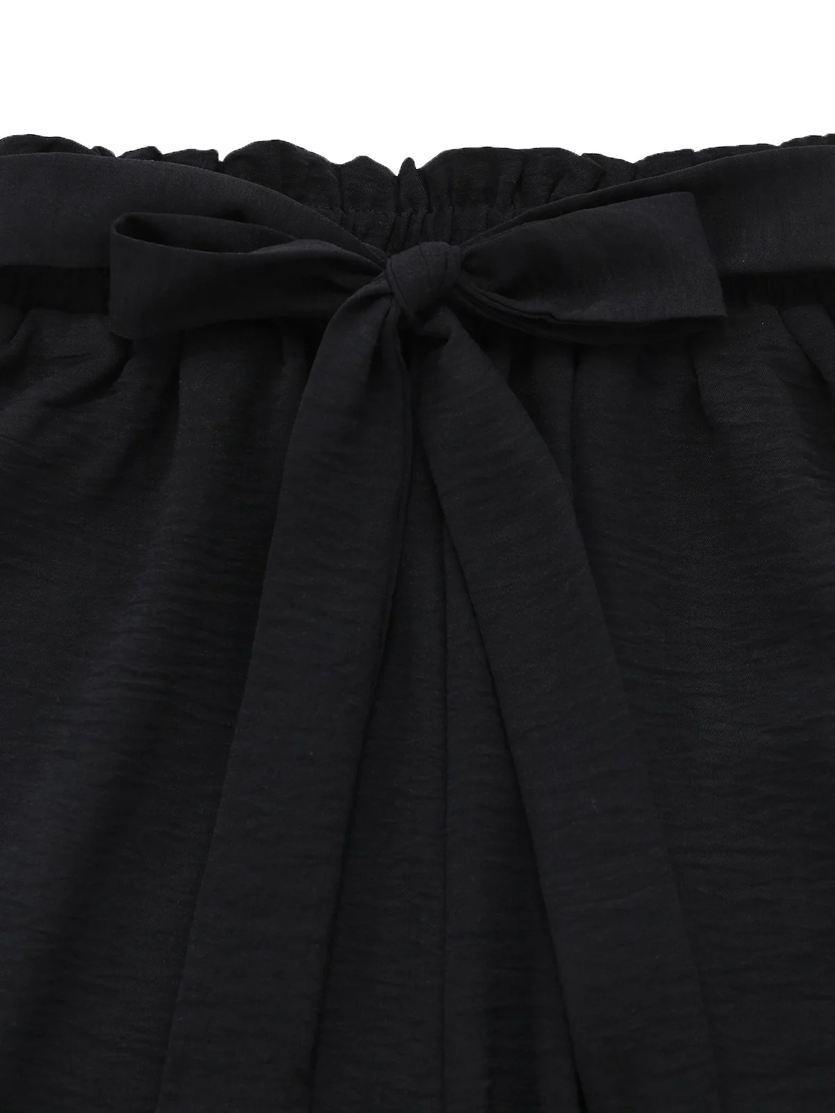 Black 1970s Solid Belted Wide-Leg Pants - Image 3