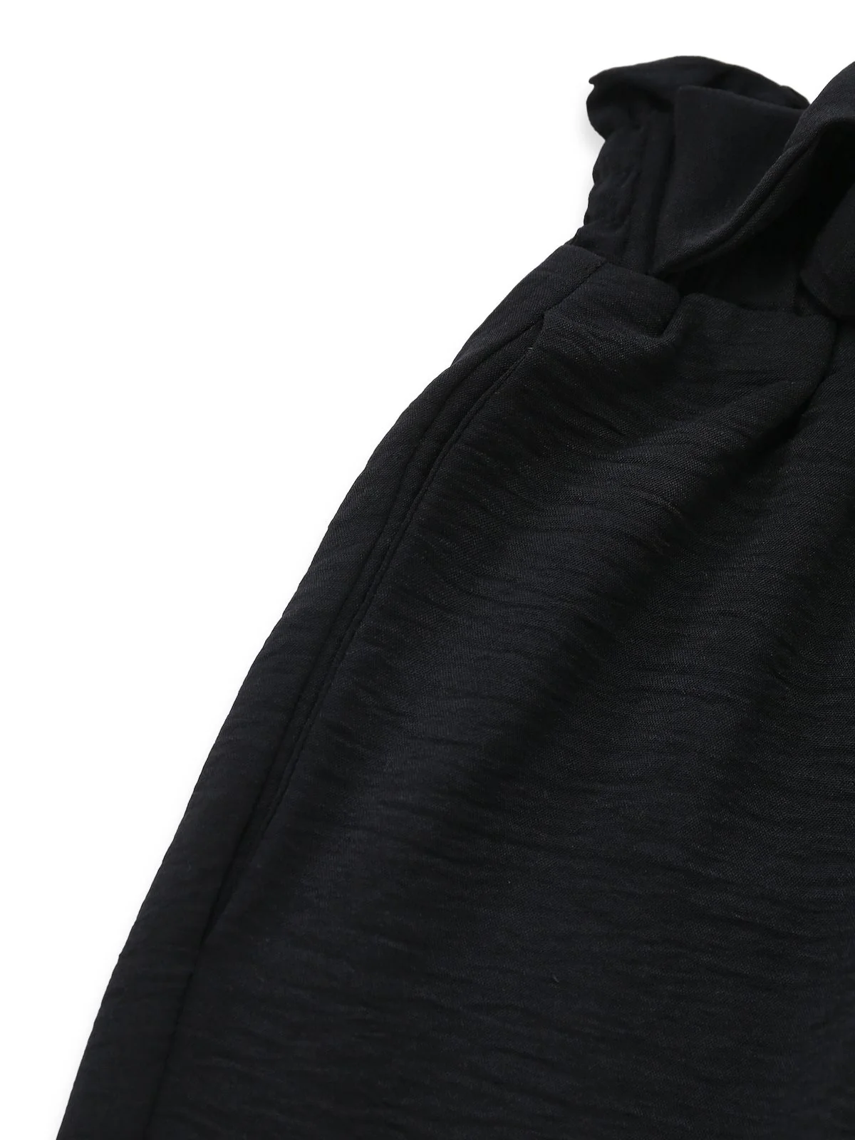 Black 1970s Solid Belted Wide-Leg Pants - Image 4