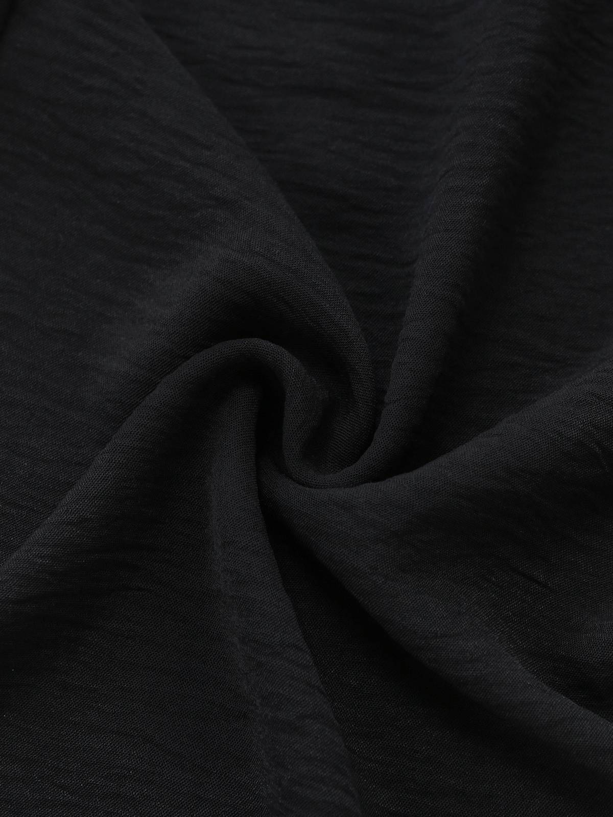 Black 1970s Solid Belted Wide-Leg Pants - Image 6