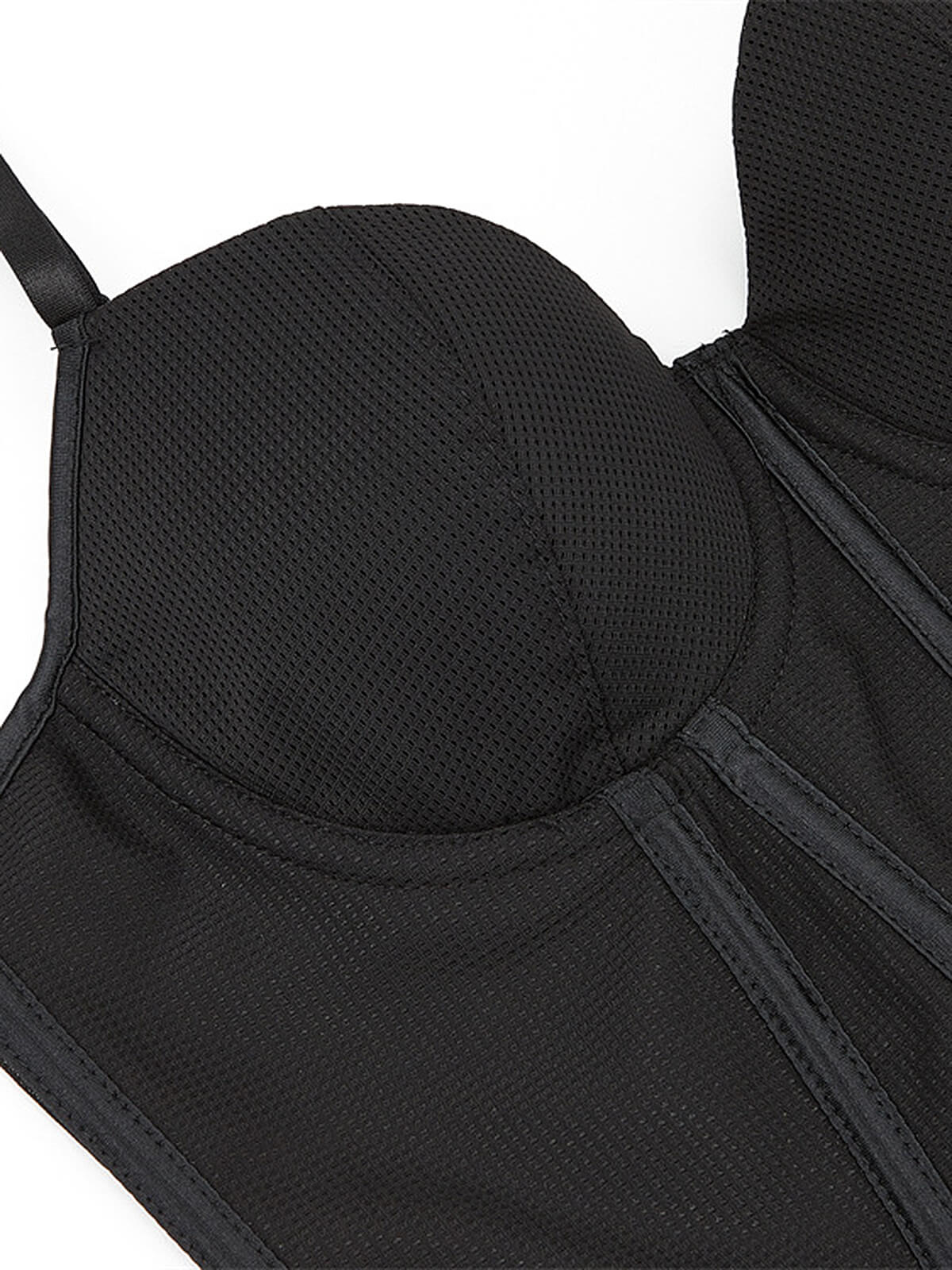 Black 1970s Steampunk Lace Patchwork Strap Corset - Image 4