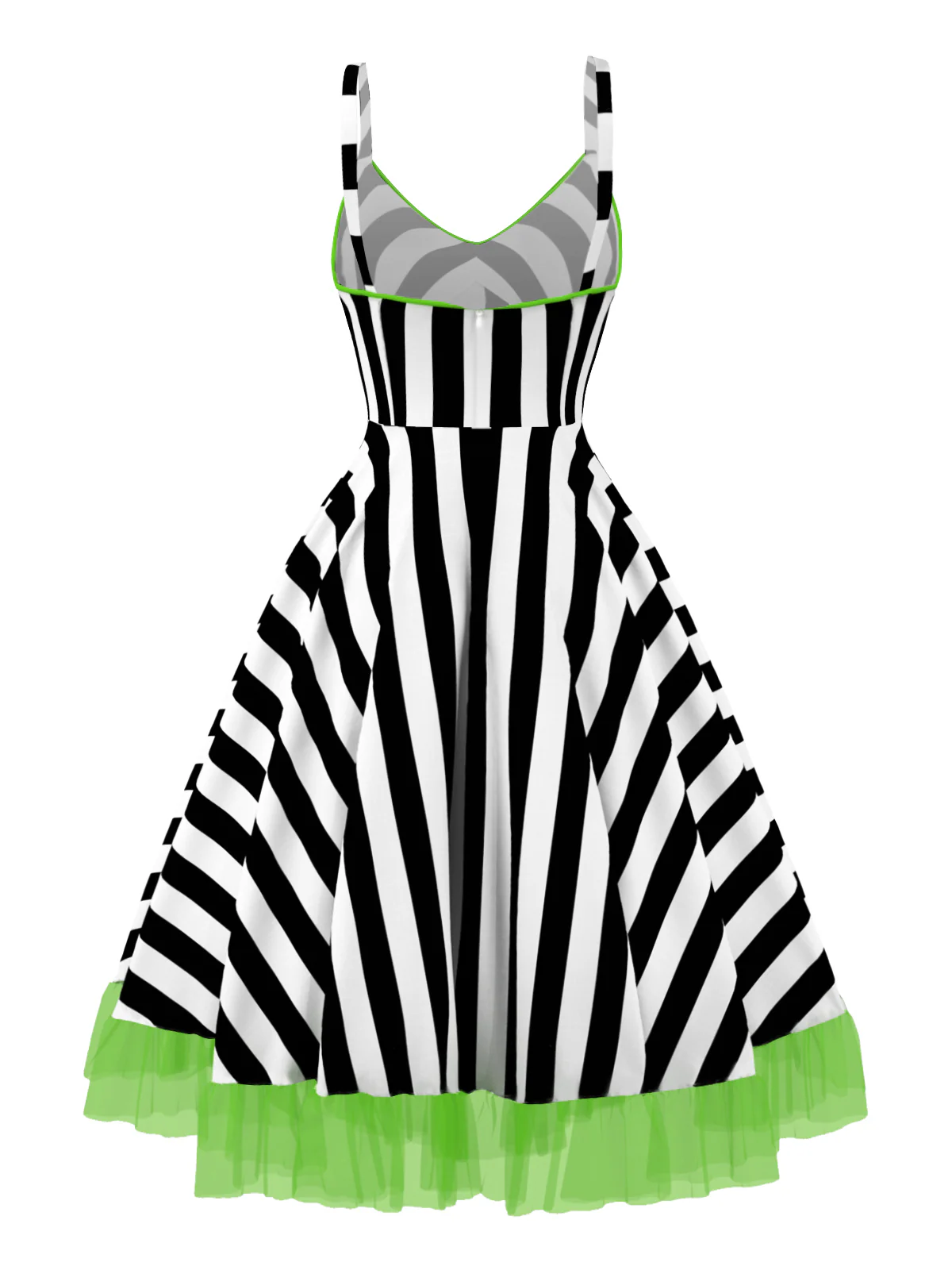 Black&Pink 1950s Striped Fluorescent Black Lace Dress - Image 5