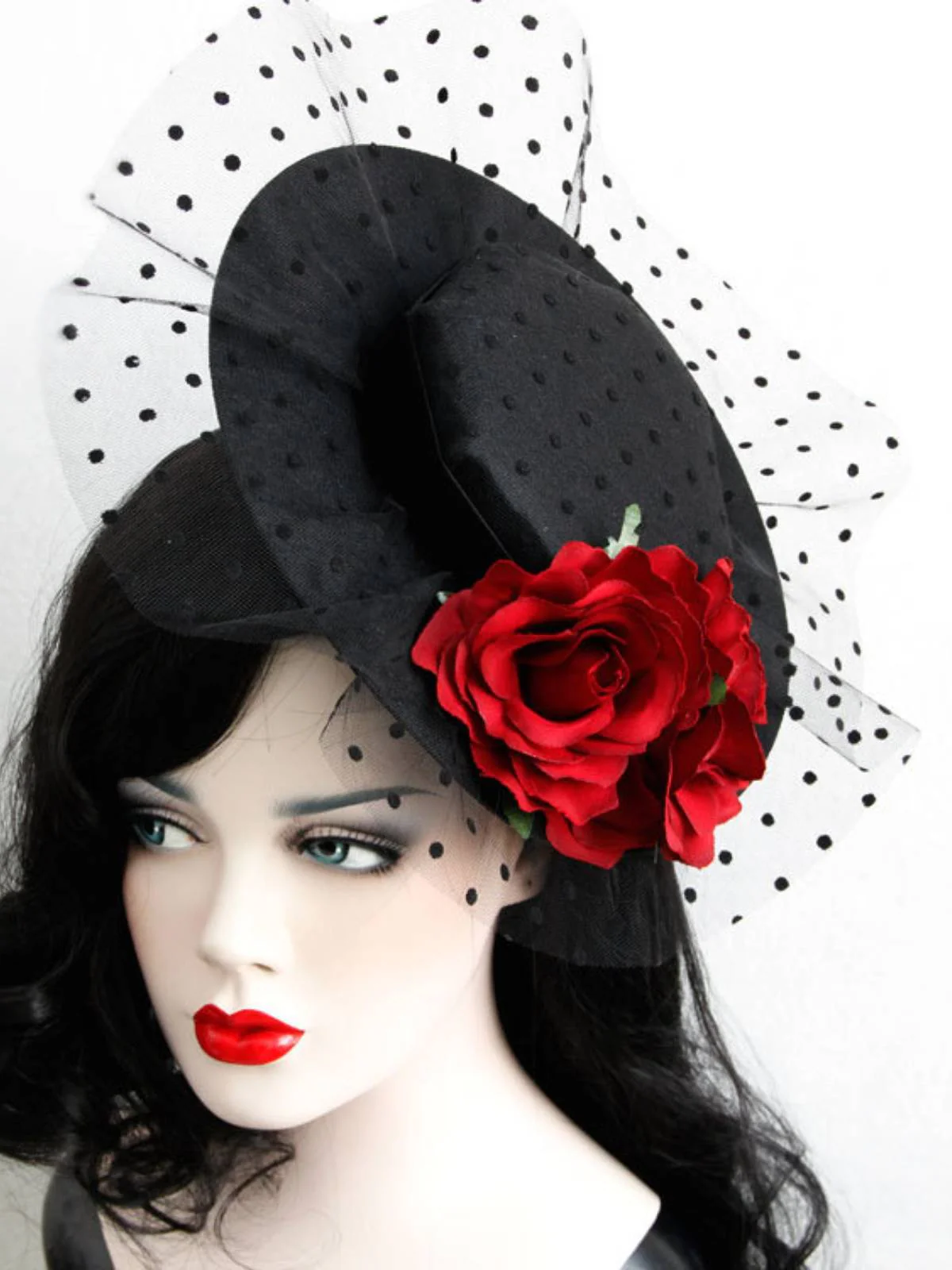 Black Retro 3D Roses Mesh Hat - Image 3