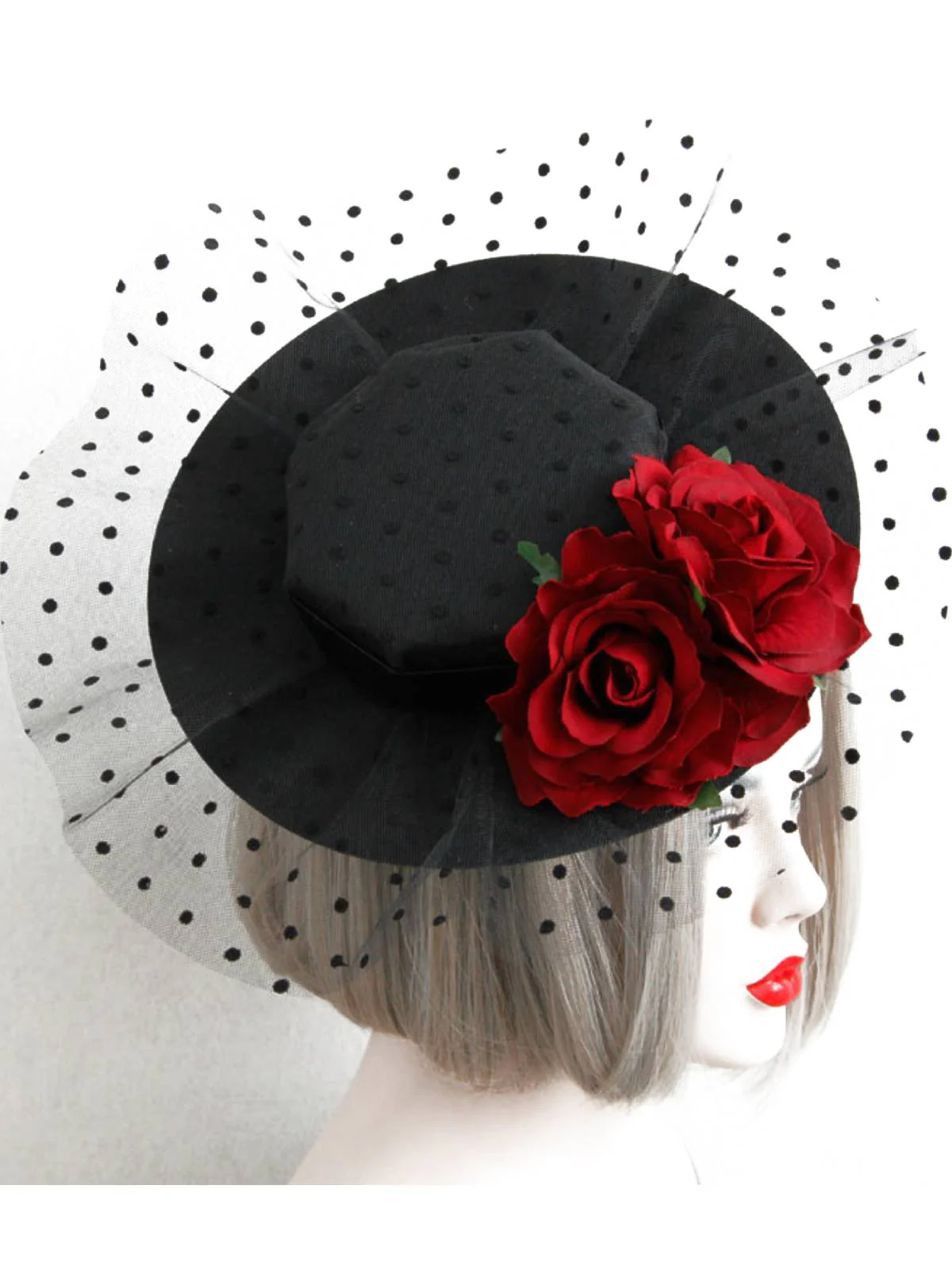 Black Retro 3D Roses Mesh Hat - Image 5