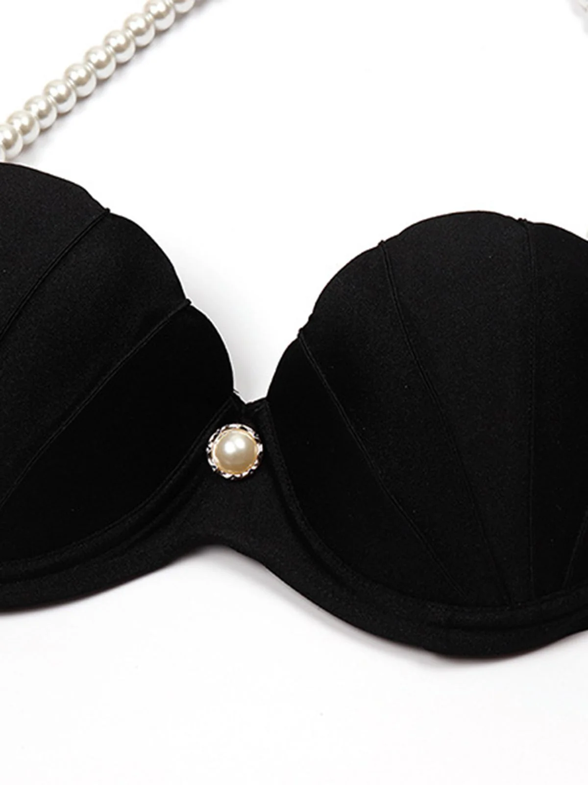 Black 1960s Shell Pearl Halter Bikini Set - Image 3