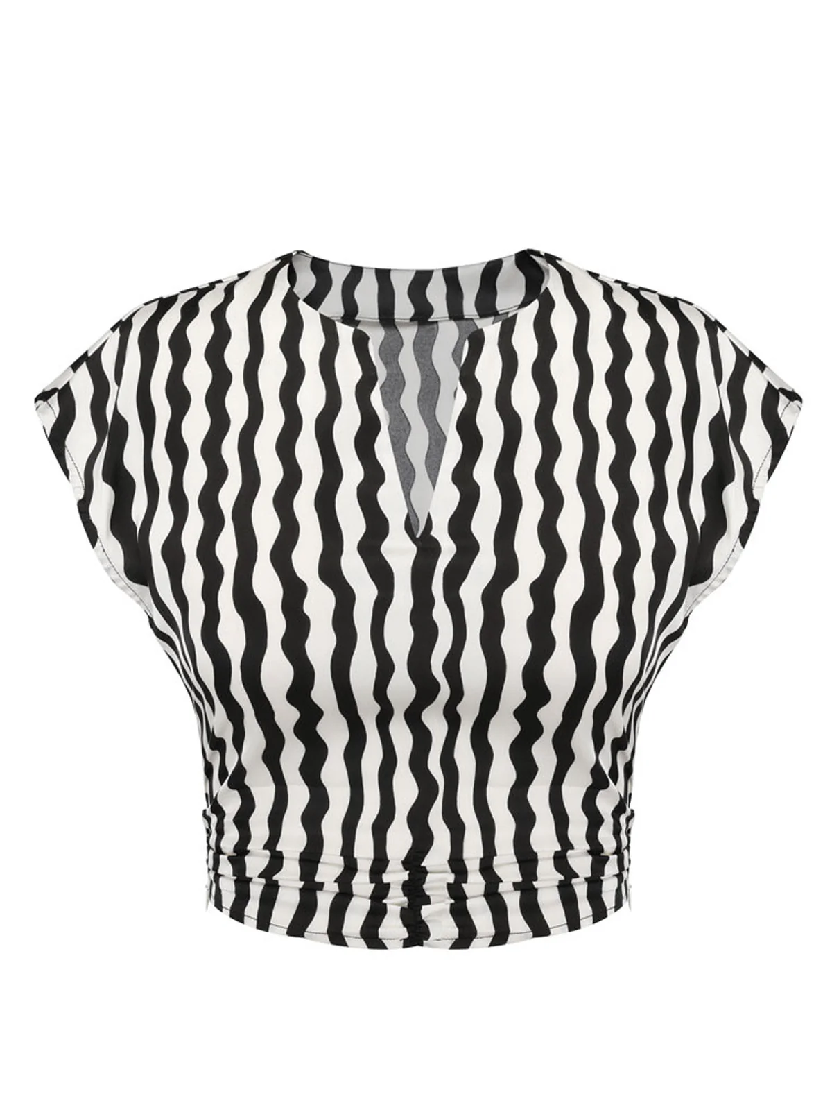 Black & White 1950s Curve Print Blouse - Image 3
