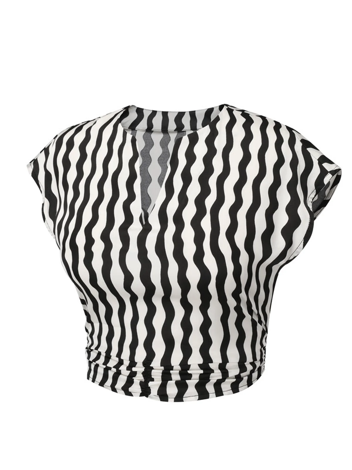 Black & White 1950s Curve Print Blouse - Image 4