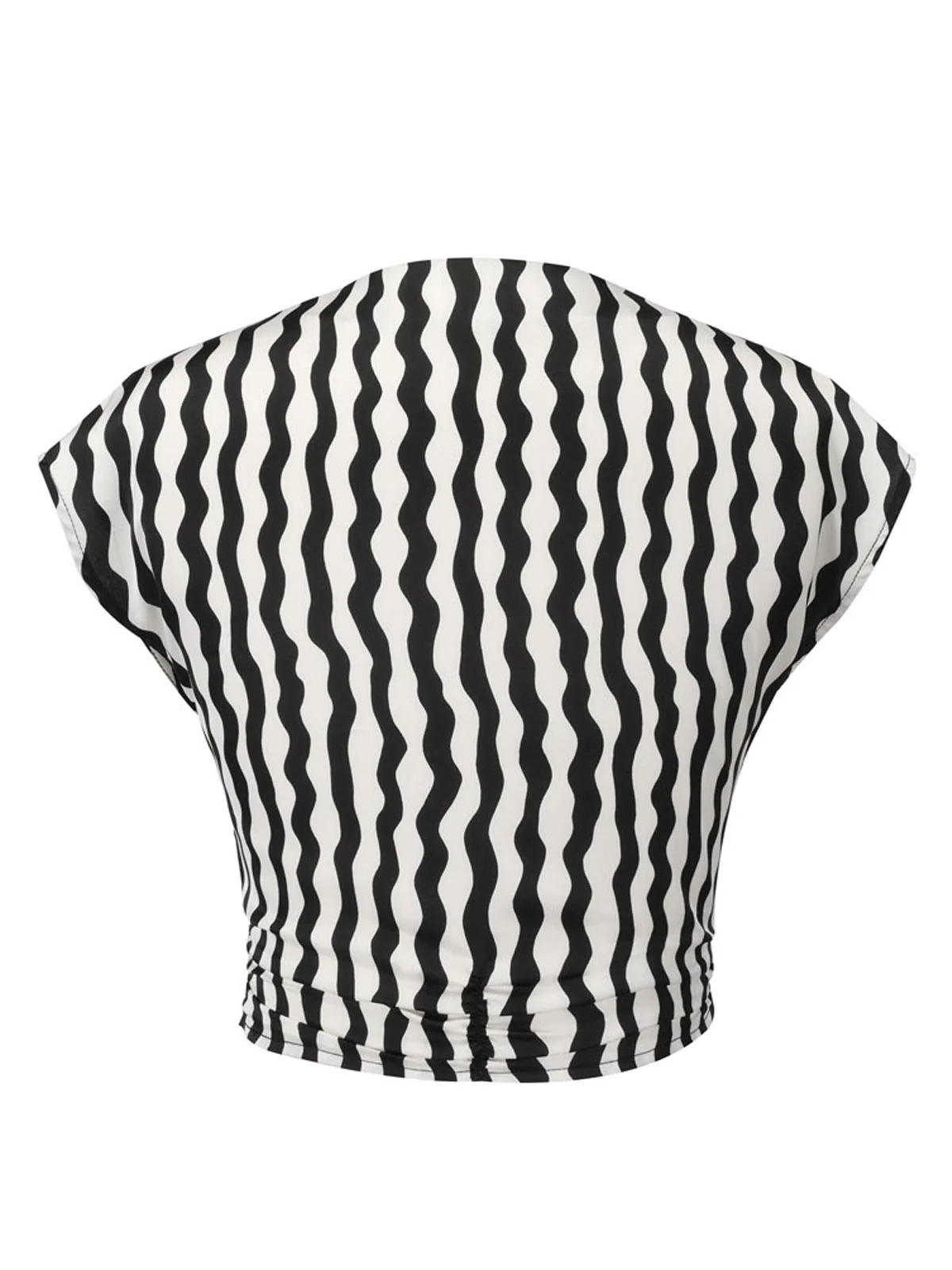 Black & White 1950s Curve Print Blouse - Image 5