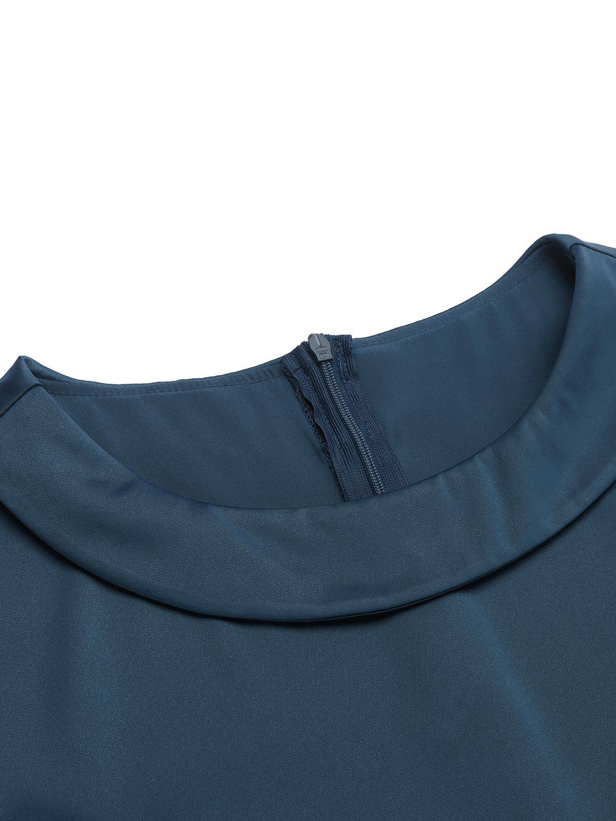 Blue 1940s Pearl Buttons Darlene Dress - Image 8