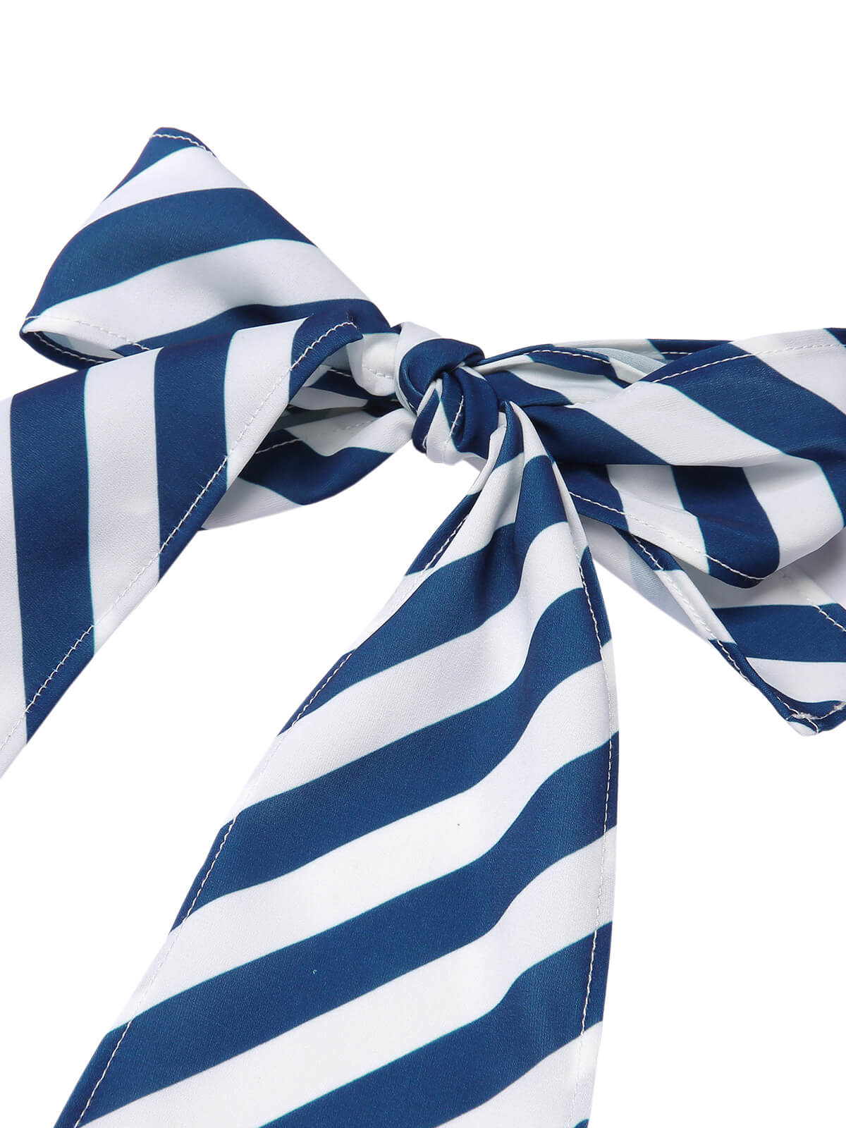 Blue 1940s Symmetrical Stripe V-Neck Halter Romper - Image 5