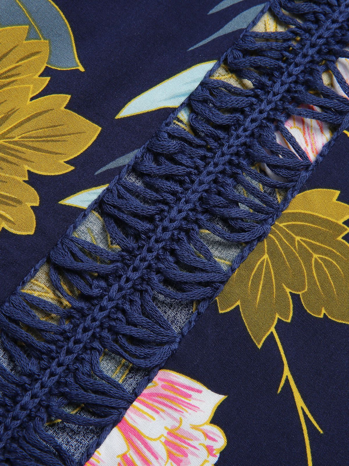 Blue 1950s Floral Hollow Cover-Up - Image 4