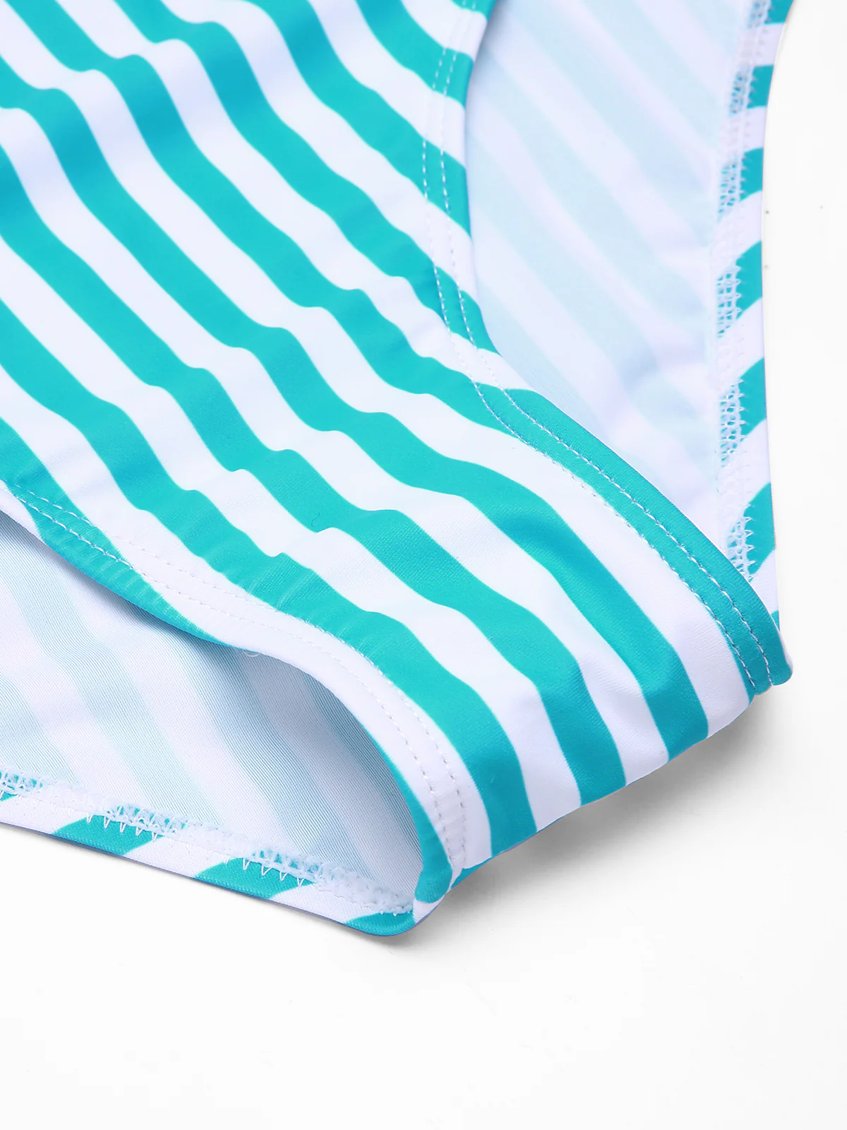 Blue 1960s Stripe Strap Bow One-Piece Swimsuit - Image 8