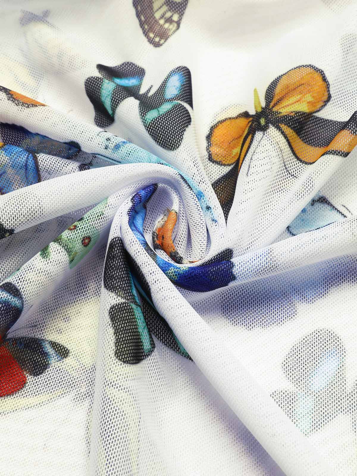 1960s Butterflies Strap One-piece Swimsuit & Cover-up Skirt - Image 9